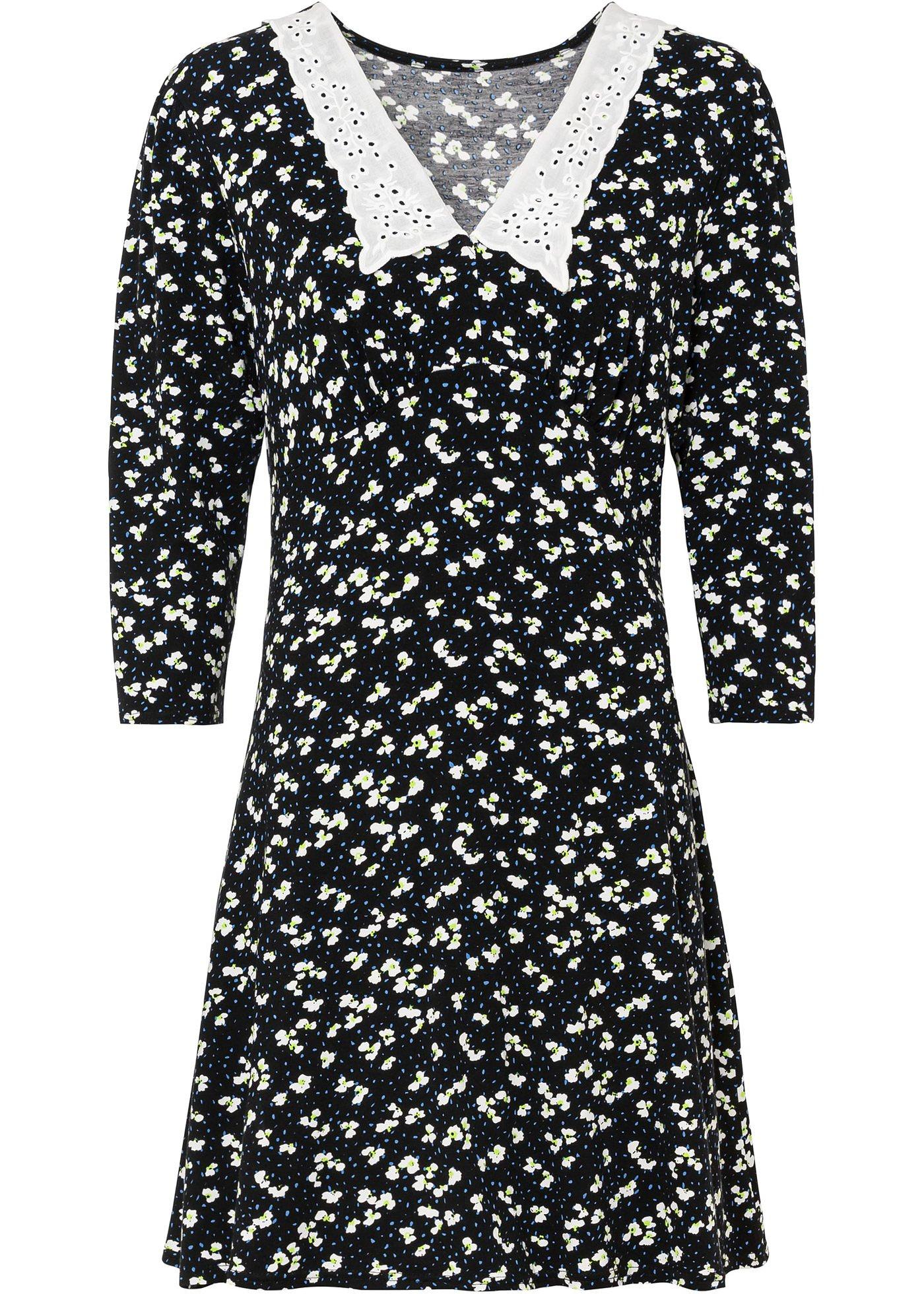 Robe en jersey imprimée à grand col