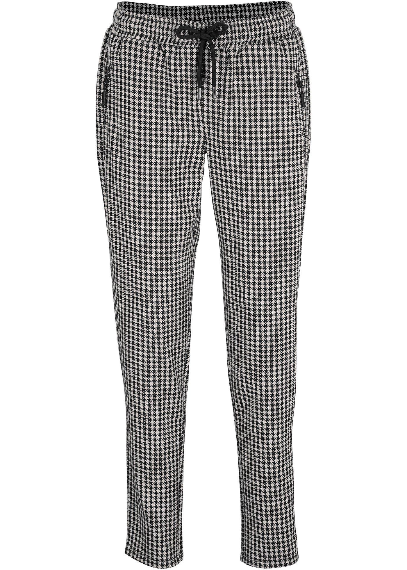 Pantalon taille extensible à motif pied-de-poule