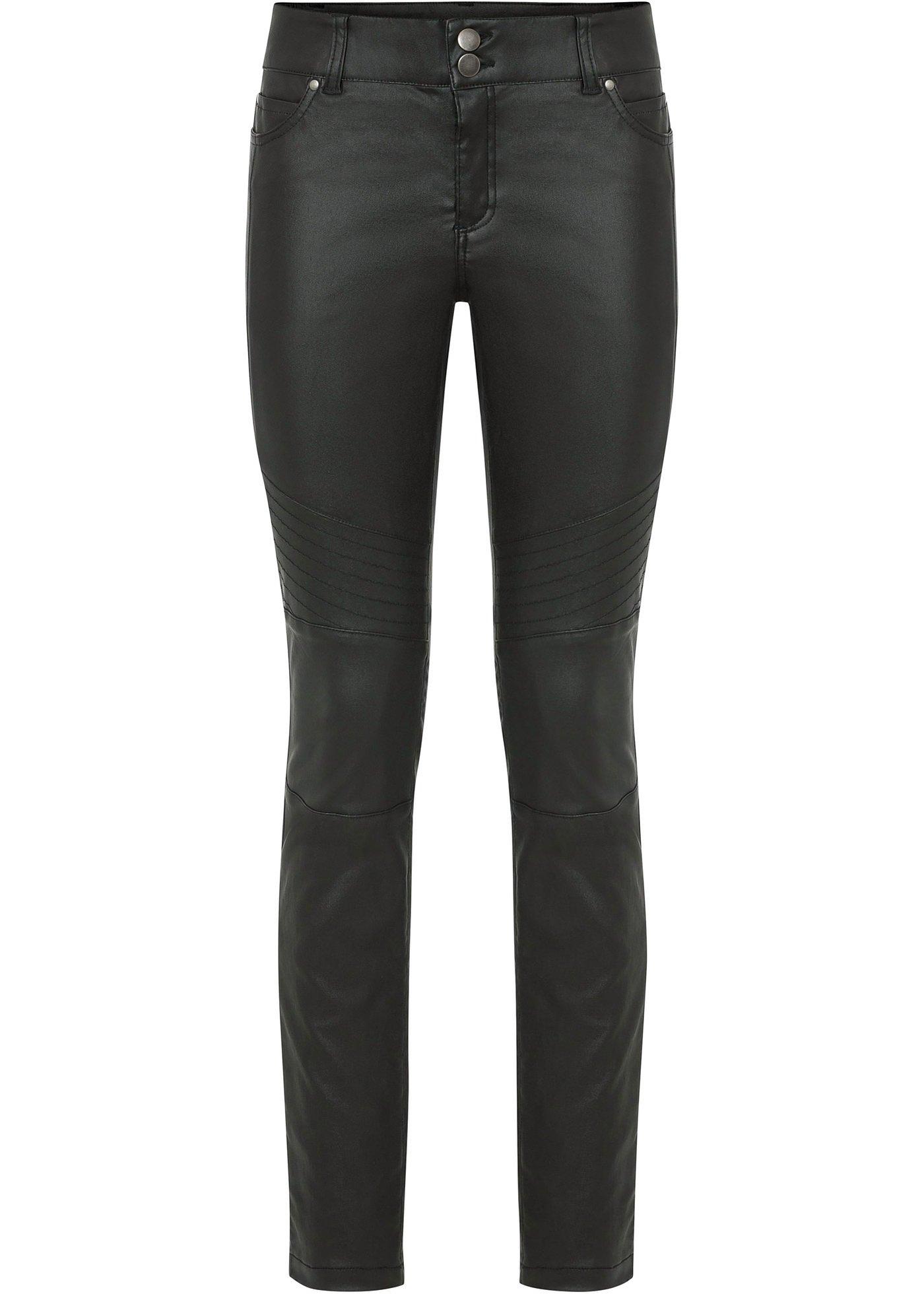 Pantalon synthétique imitation cuir avec détails biker