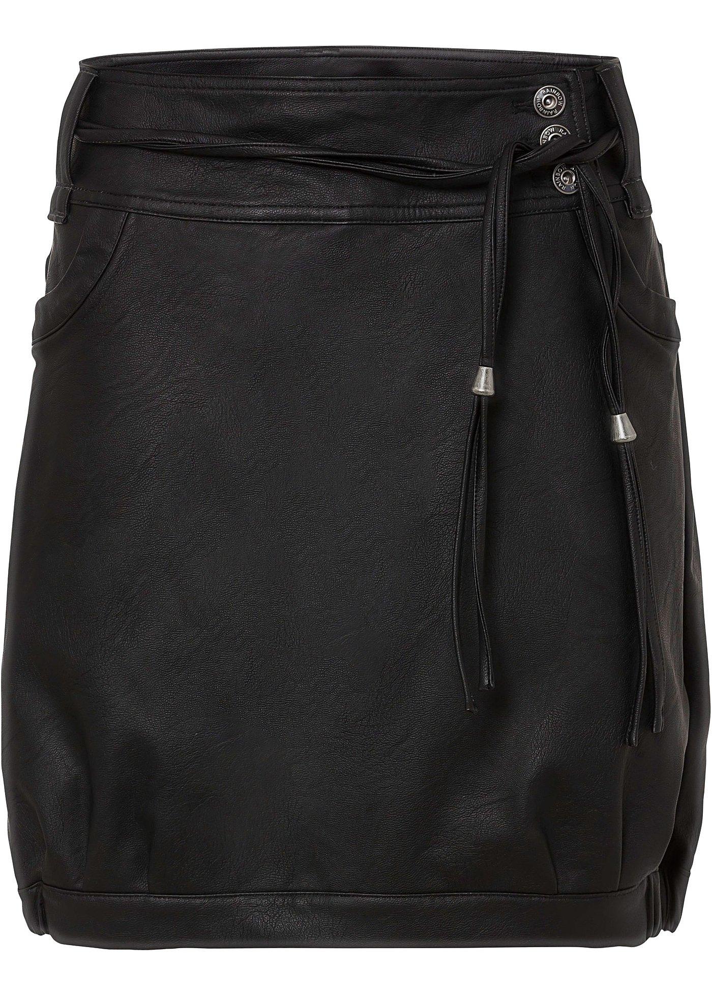 Jupe en synthétique imitation cuir avec ceinture