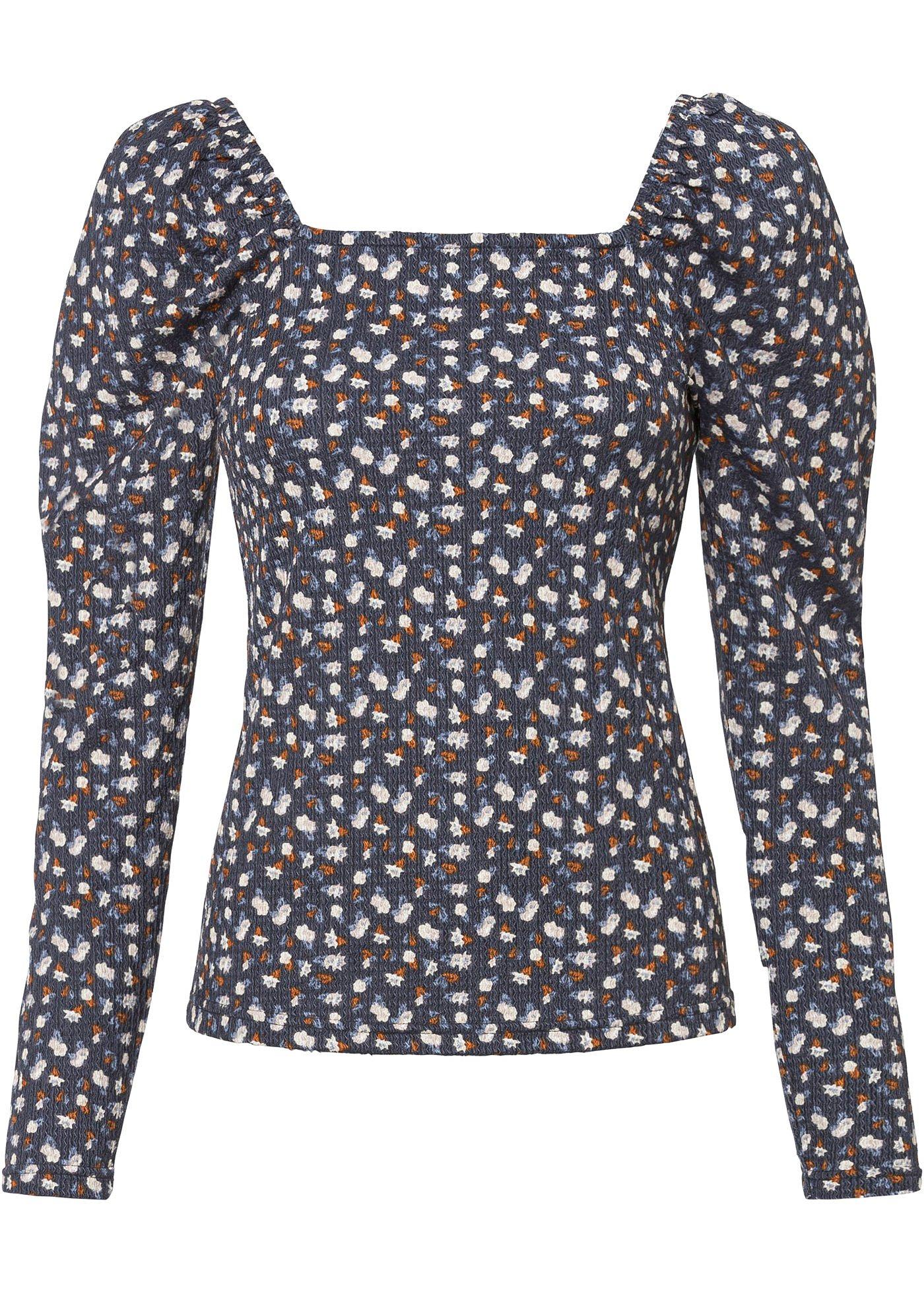 T-shirt manches longues avec manches bouffantes en crêpe