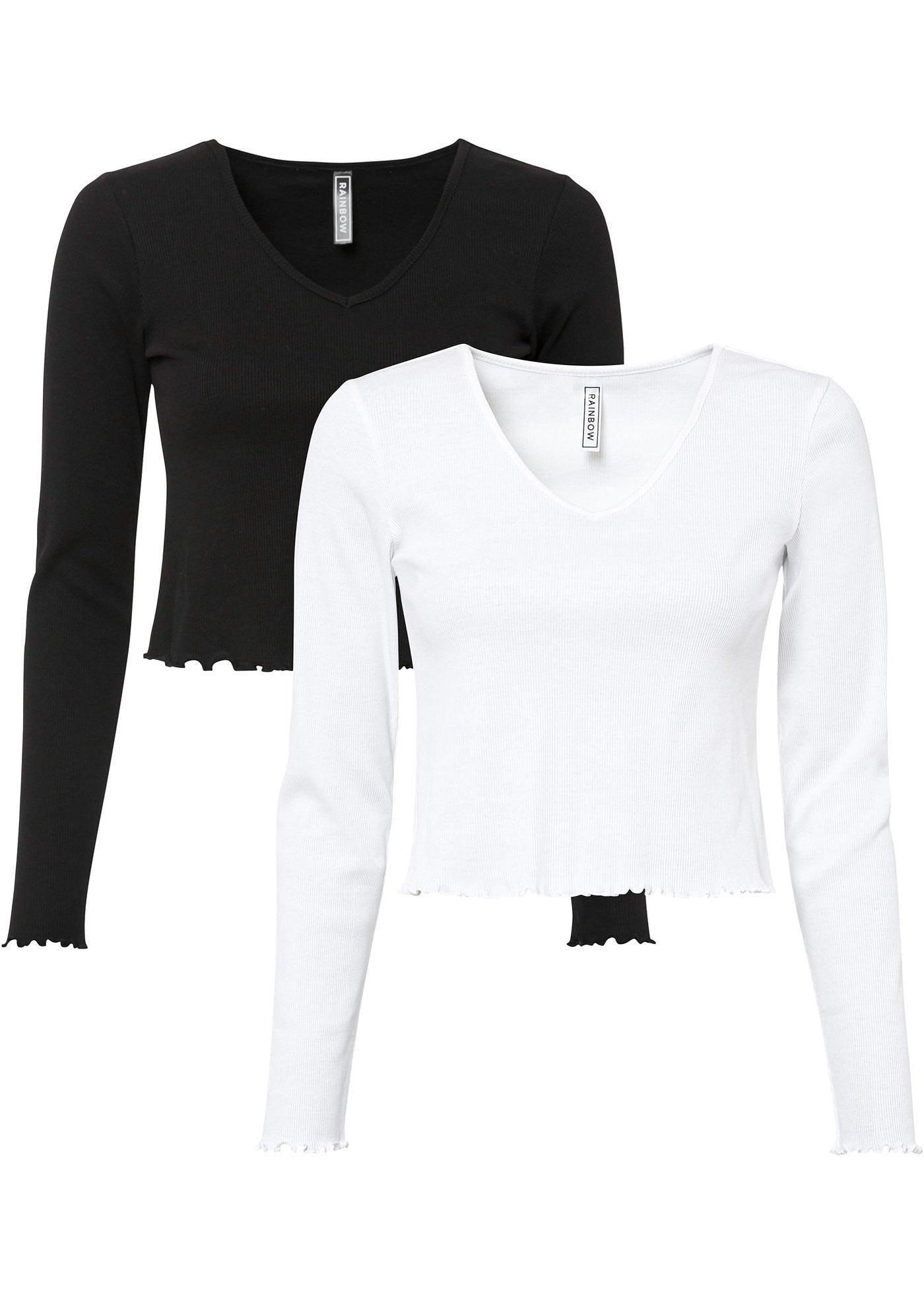 Lot de 2 T-shirts côtelés courts en coton bio