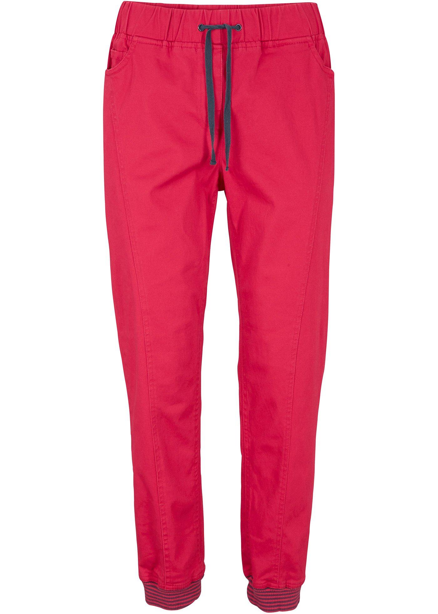 Pantalon twill avec bords-côtes rayés et coutures d'empiècement