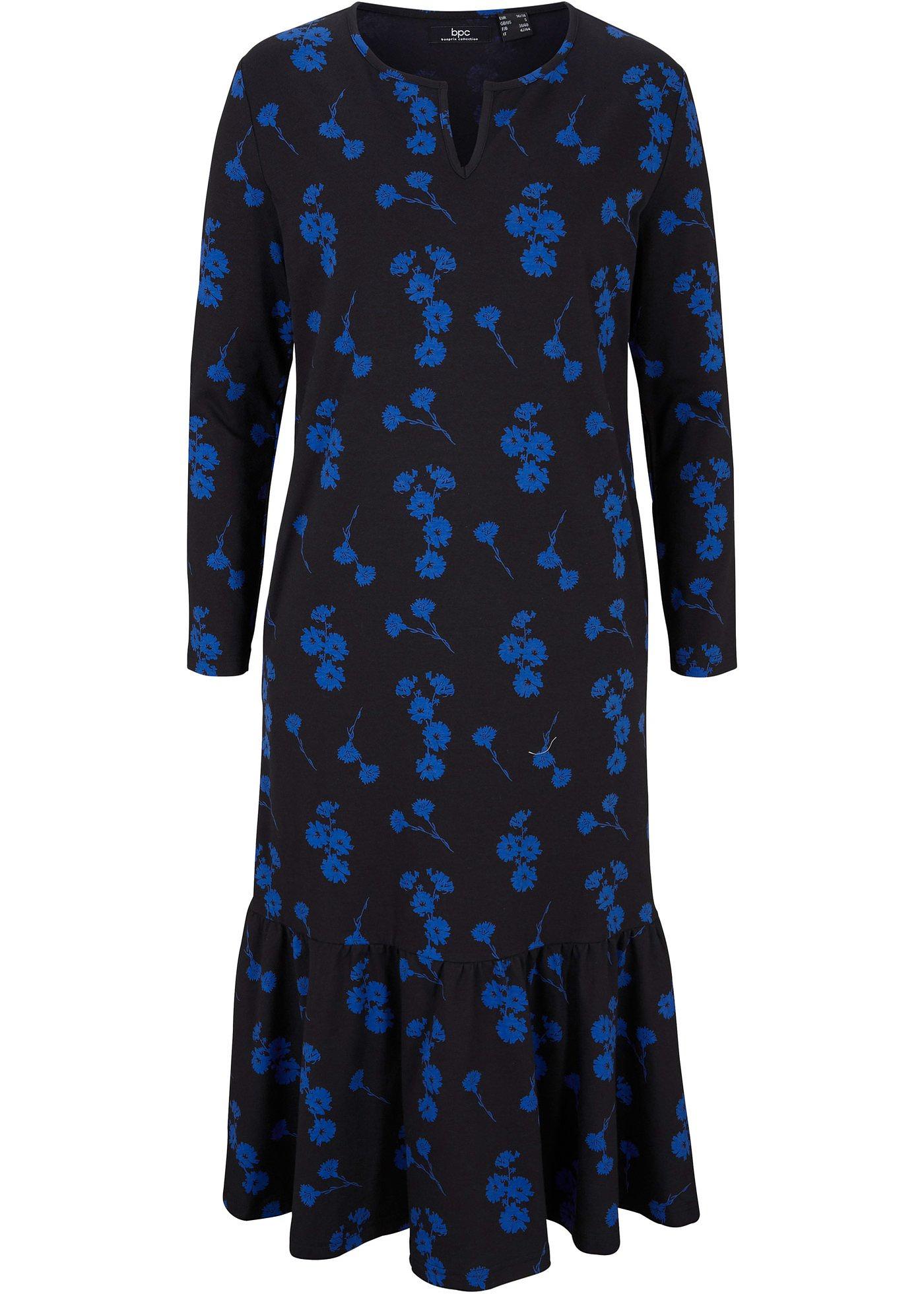 Robe imprimée à volant, manches longues