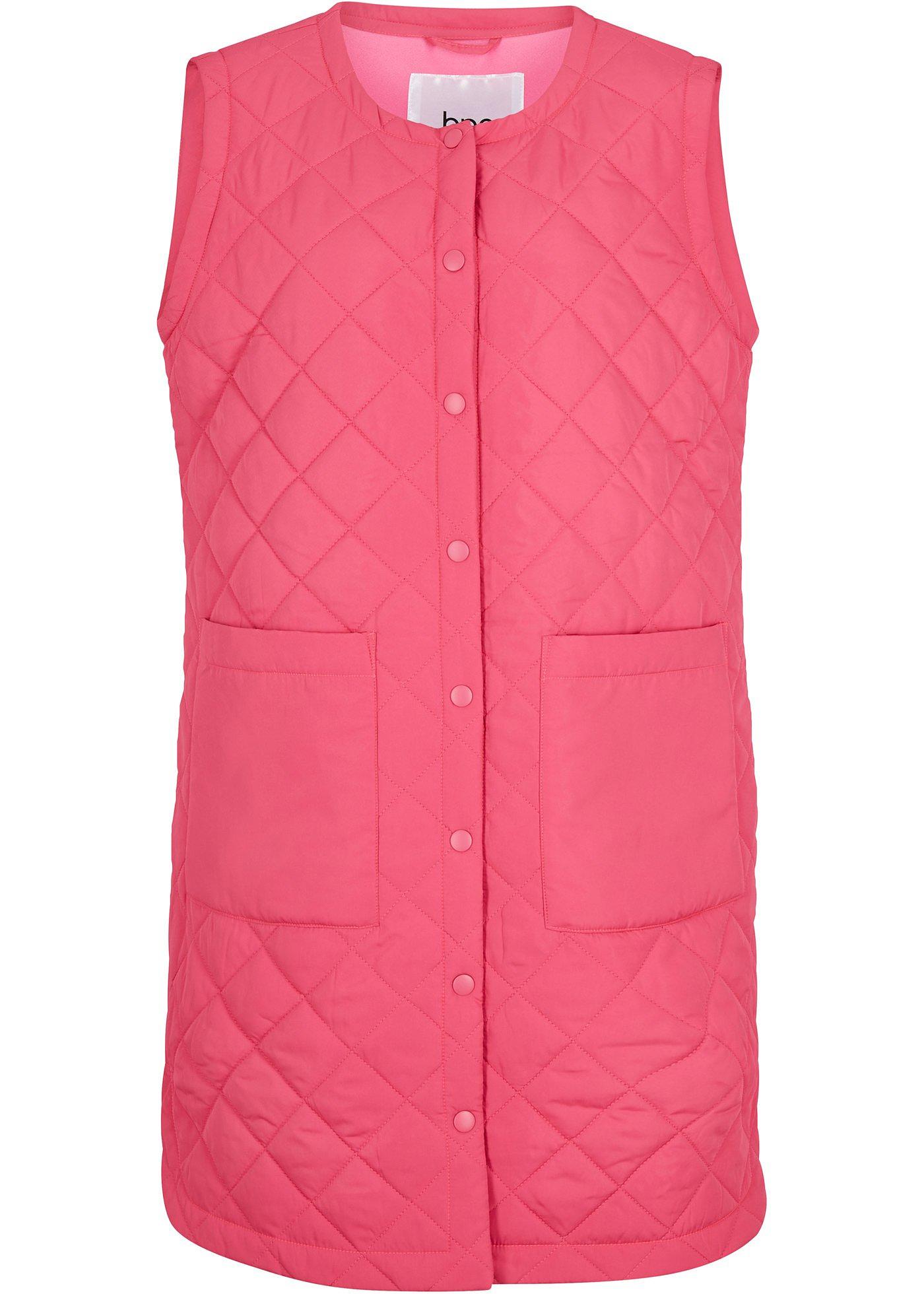 Gilet long sans manches matelassé avec fentes latérales