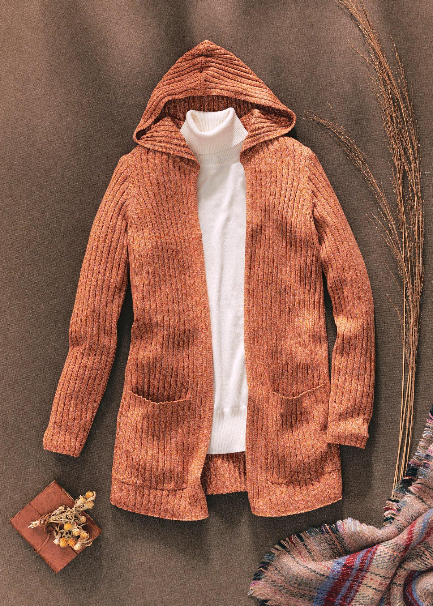 Gilet en maille à capuche