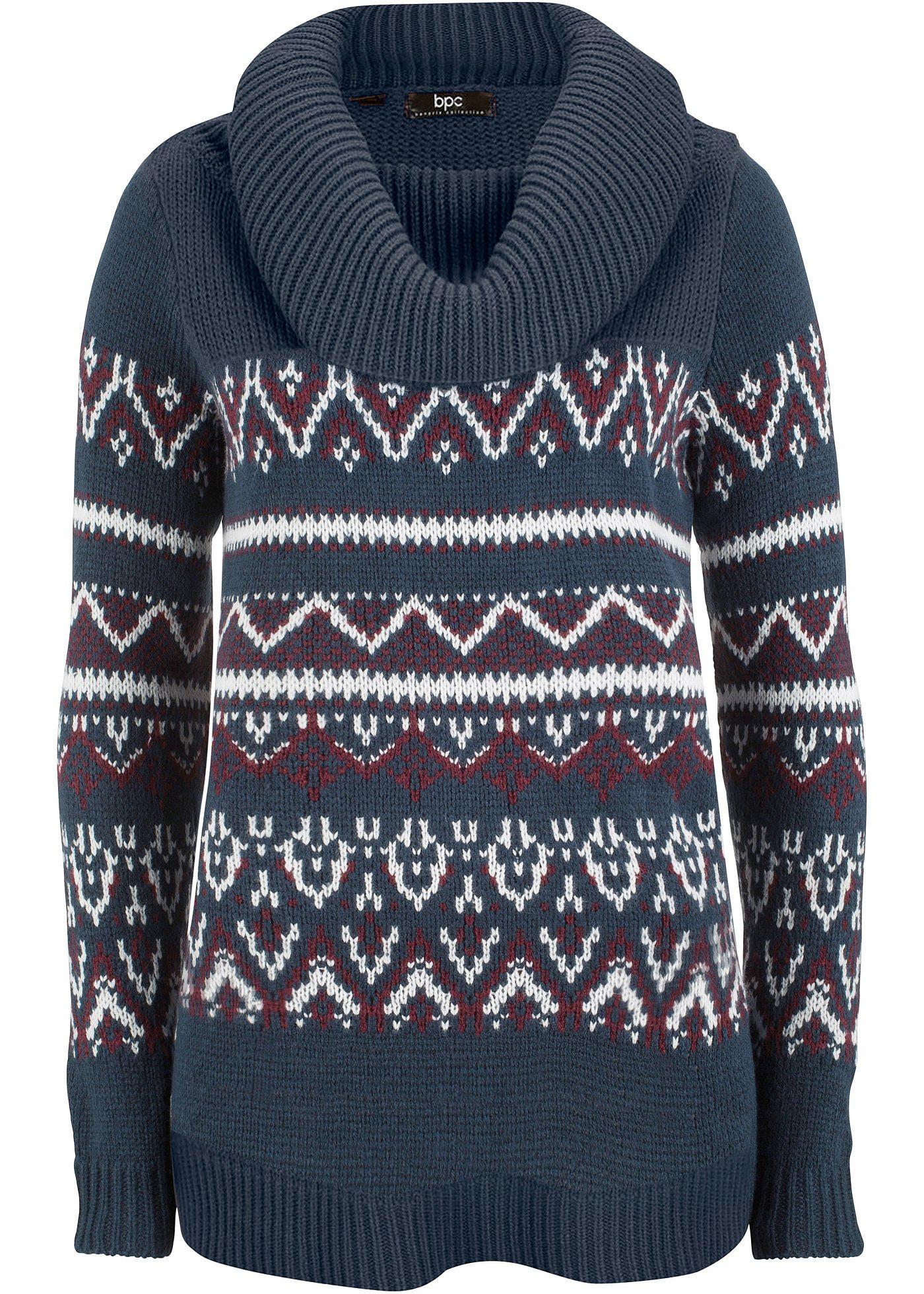 Pull norvégien à col roulé ample, trapèze