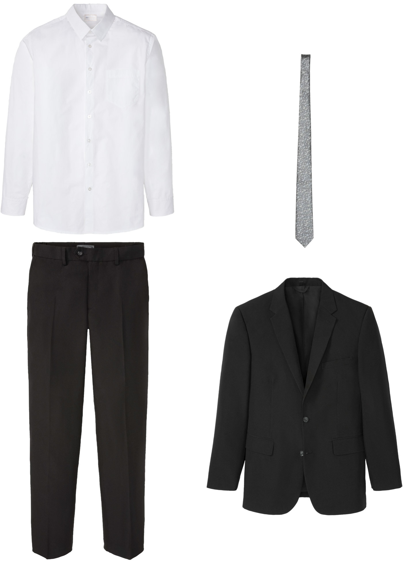 Costume 4 pièces : veste de costume, pantalon, chemise, cravate