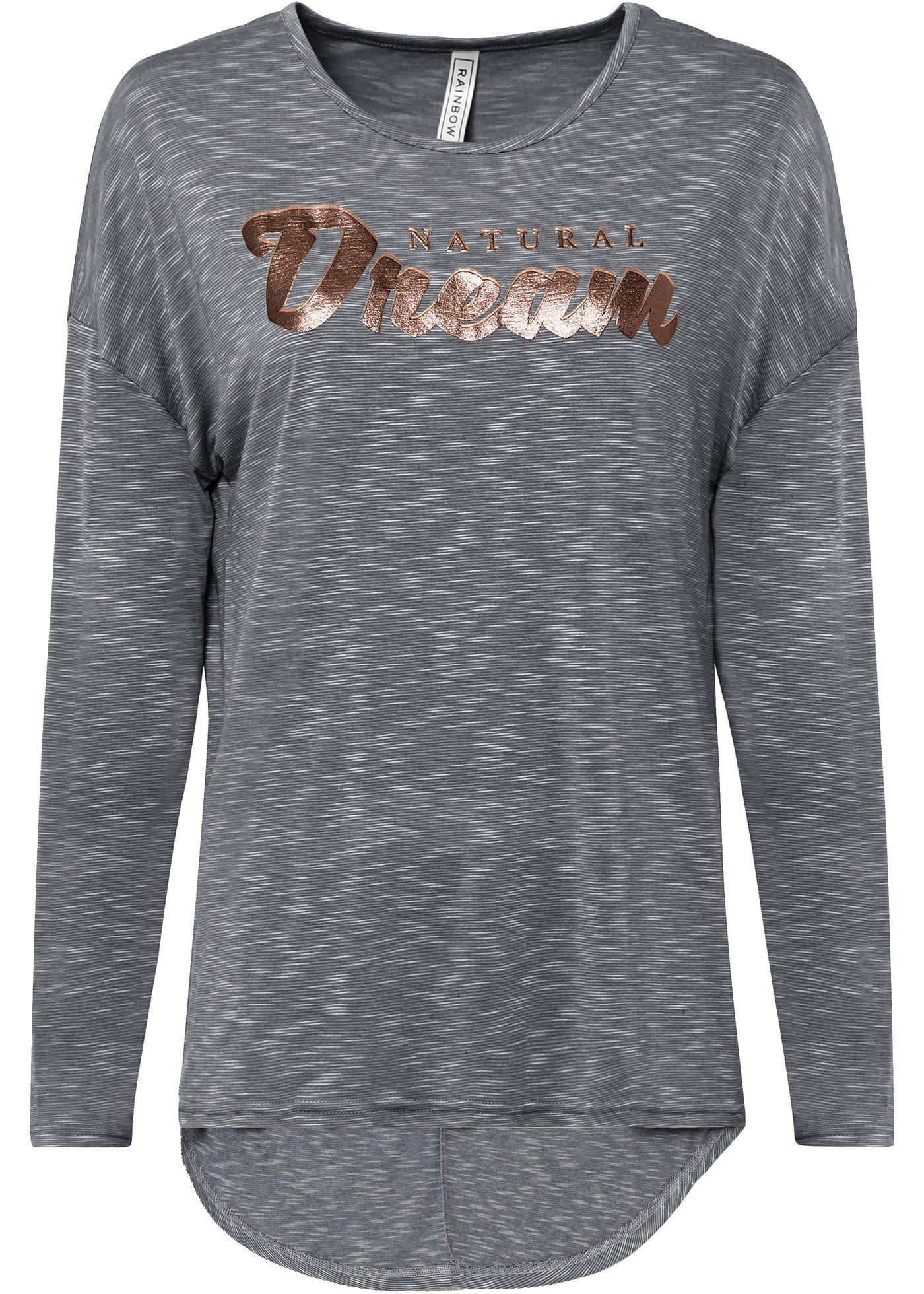 T-shirt long avec inscription en relief