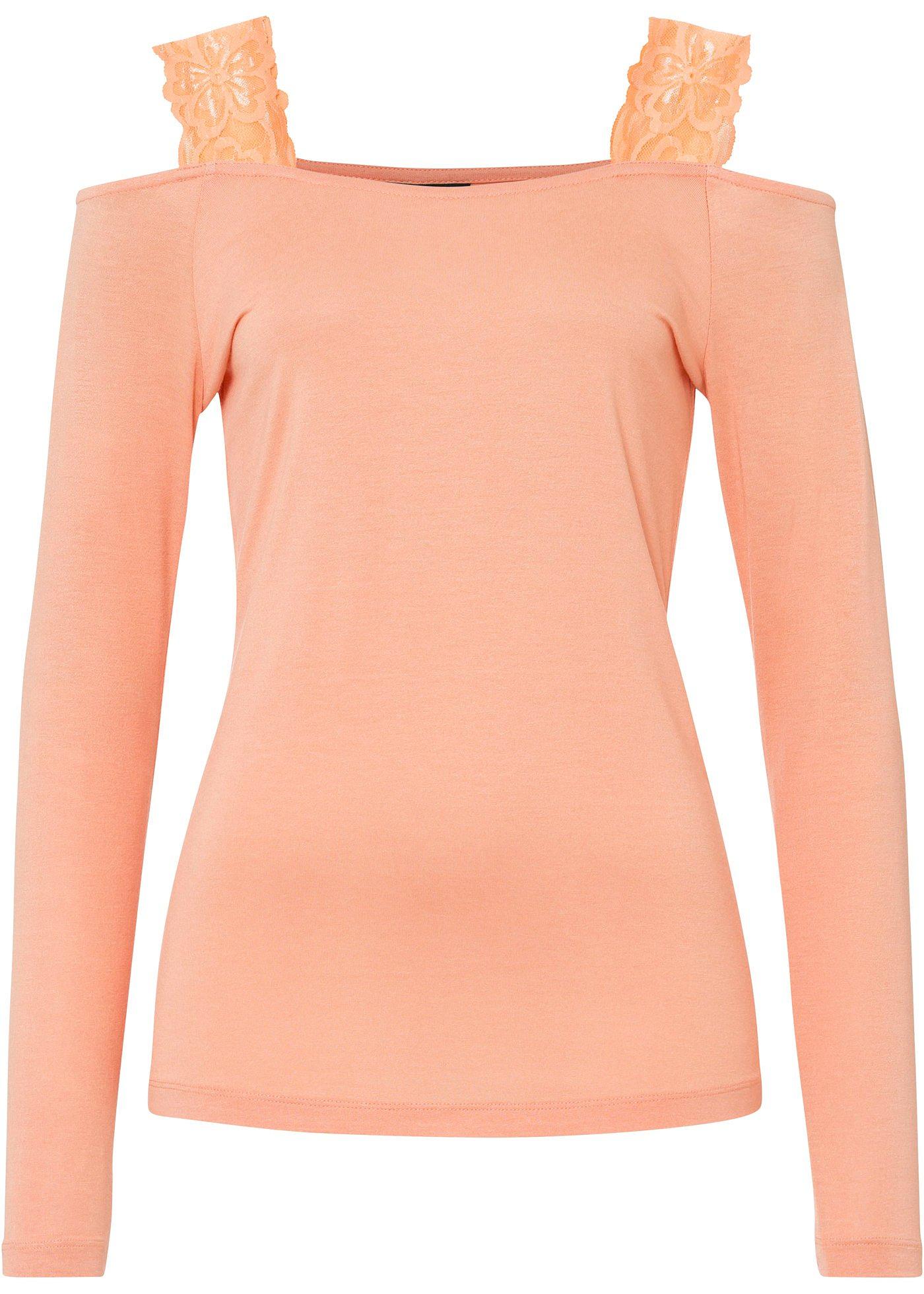 T-shirt épaules découvertes avec bretelles en dentelle