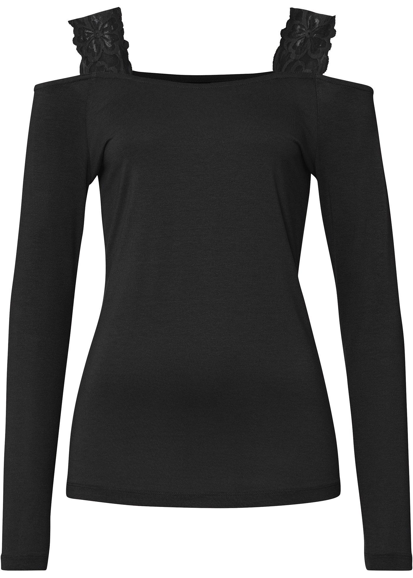 T-shirt épaules découvertes avec bretelles en dentelle