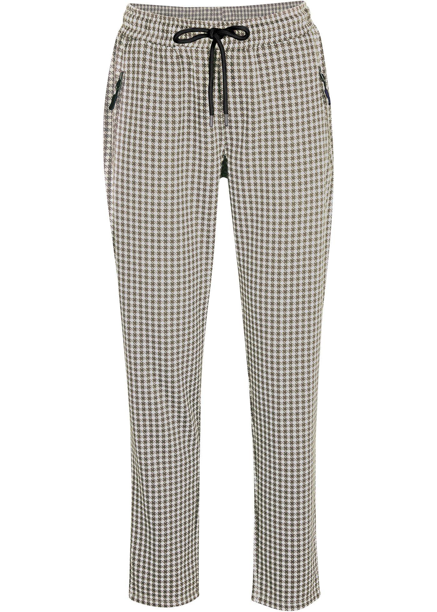 Pantalon taille extensible à motif pied-de-poule