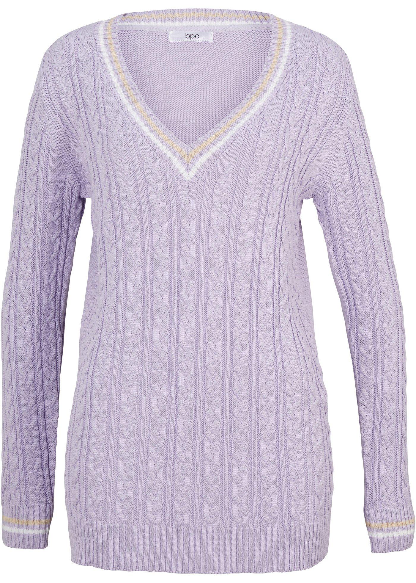 Pull à motif torsadé, col V