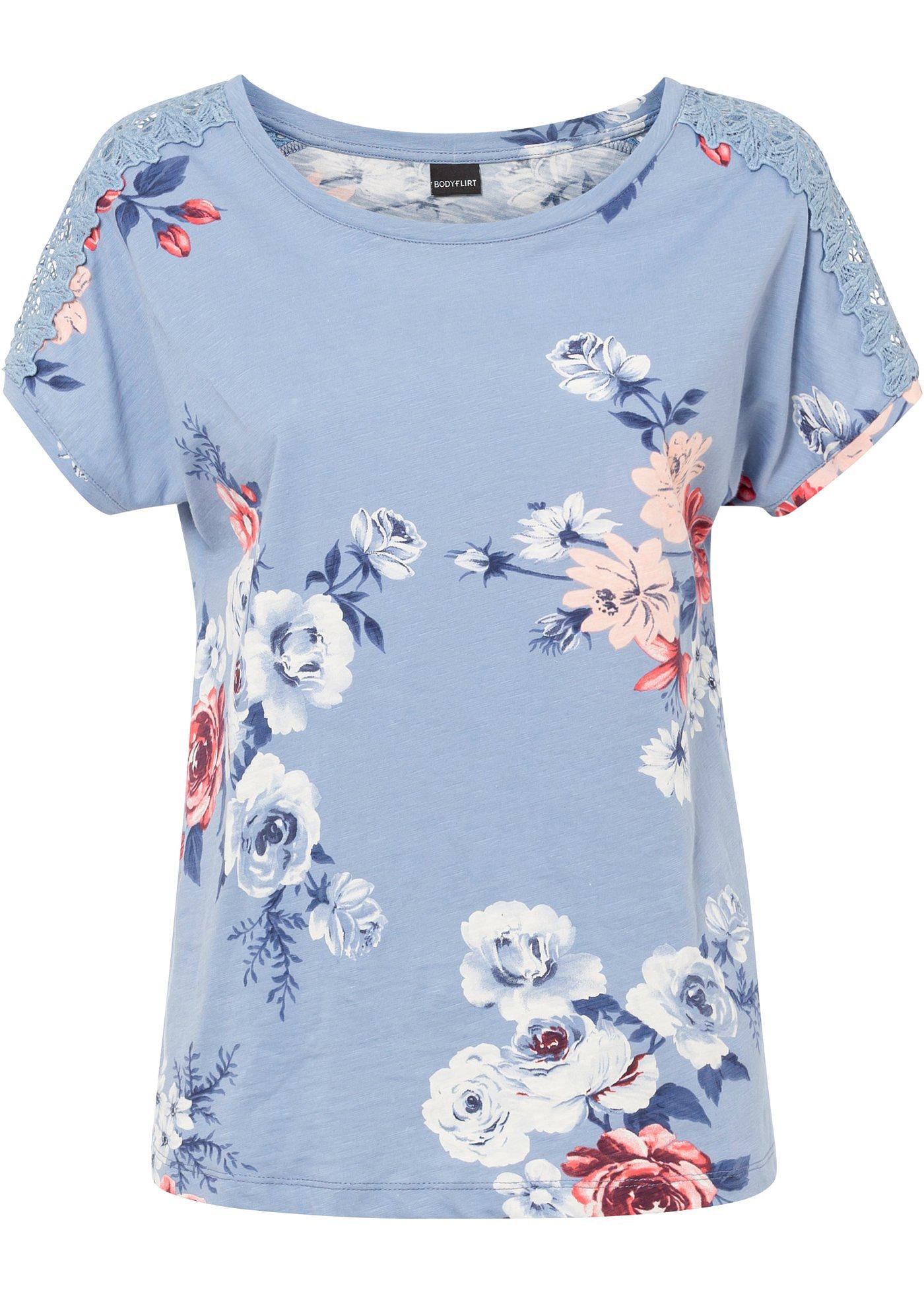 T-shirt imprimé avec dentelle