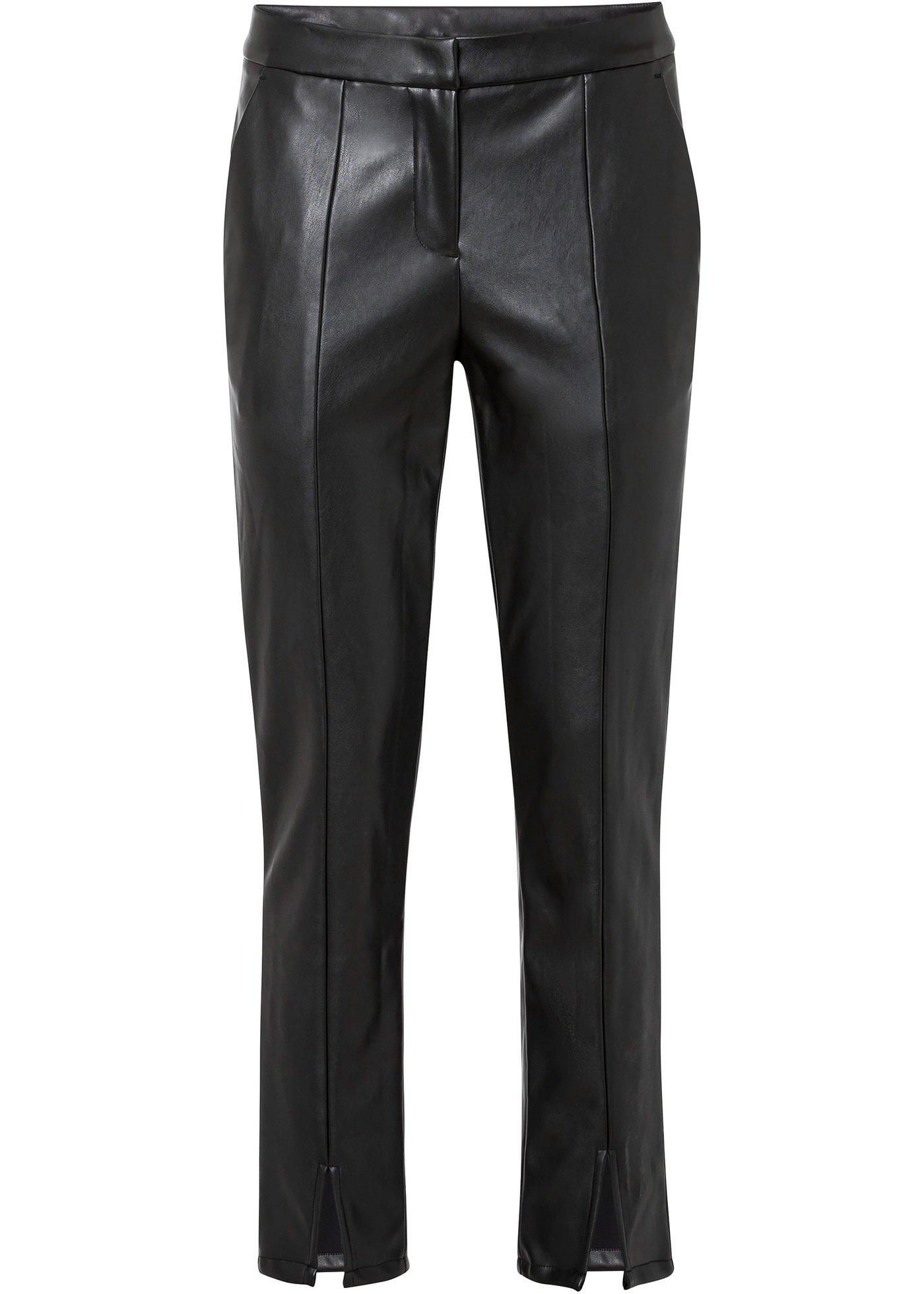 Pantalon synthétique imitation cuir avec fente