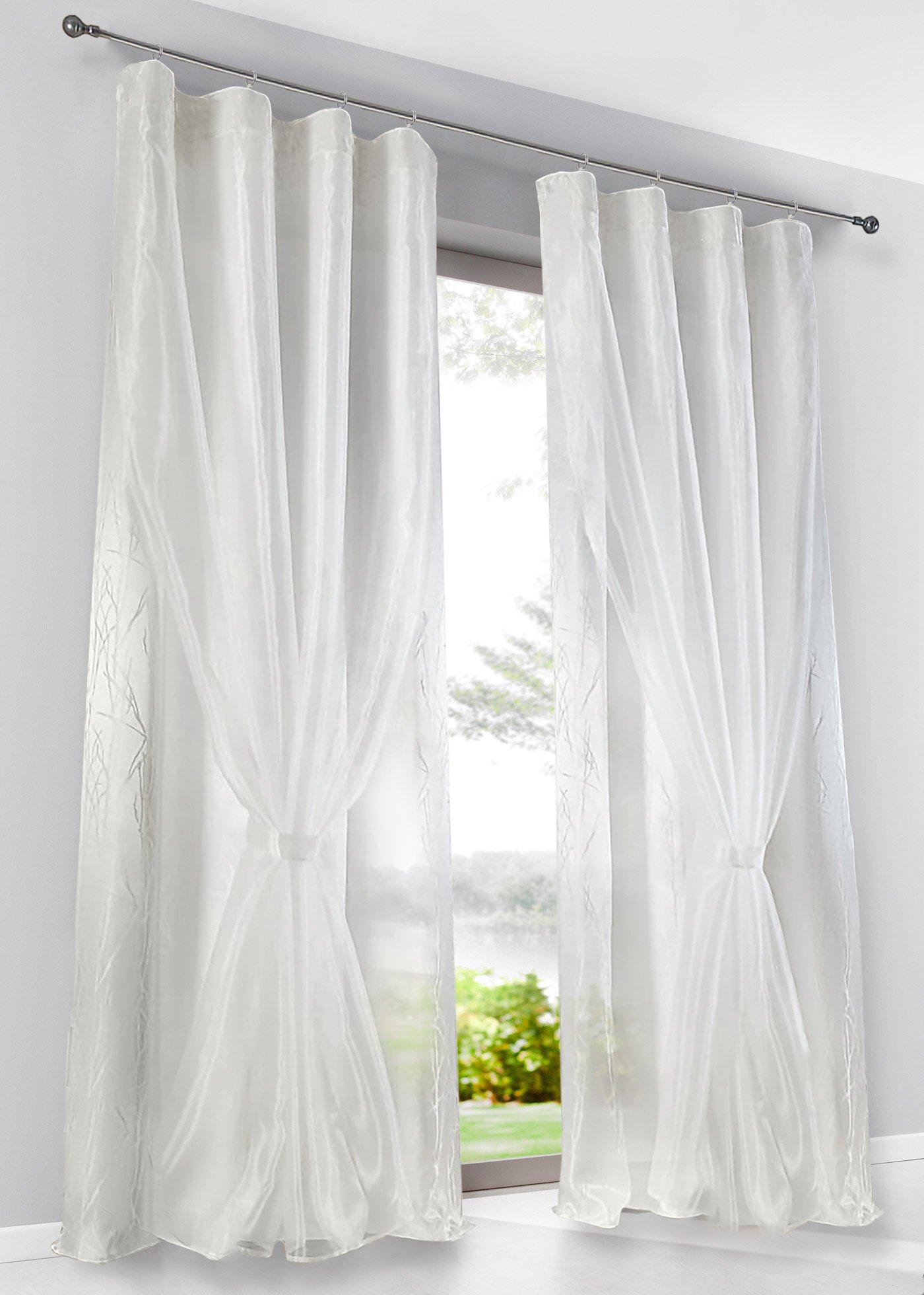 Voilage double épaisseur avec embrasse (1 pce.)