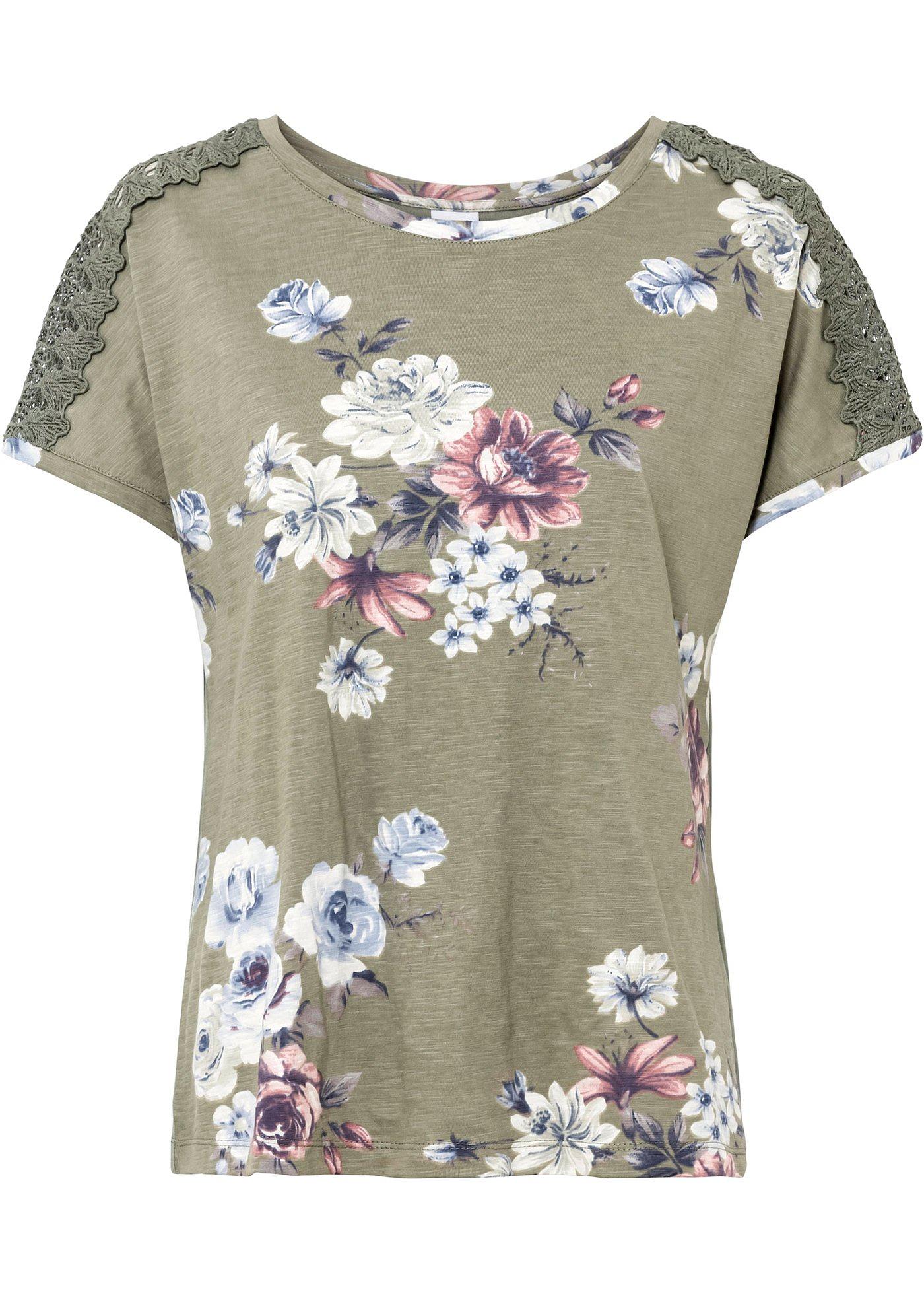 T-shirt imprimé avec dentelle