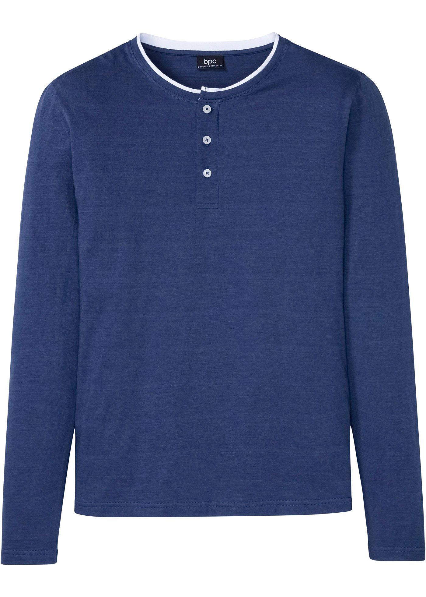 T-shirt col Henley, manches longues