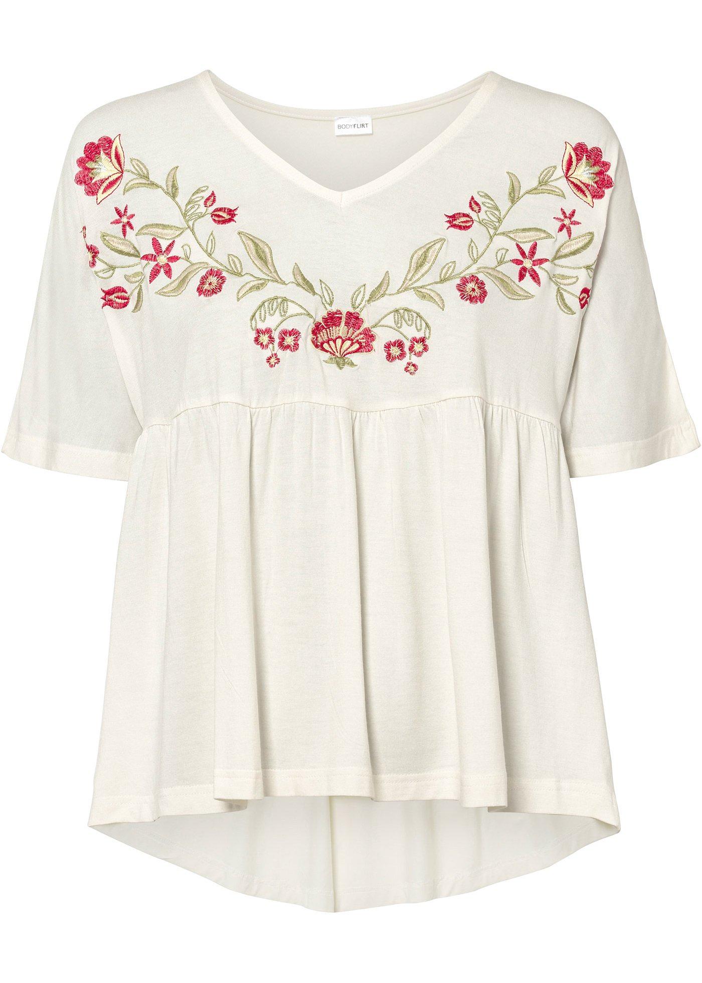 T-shirt court-long avec broderie