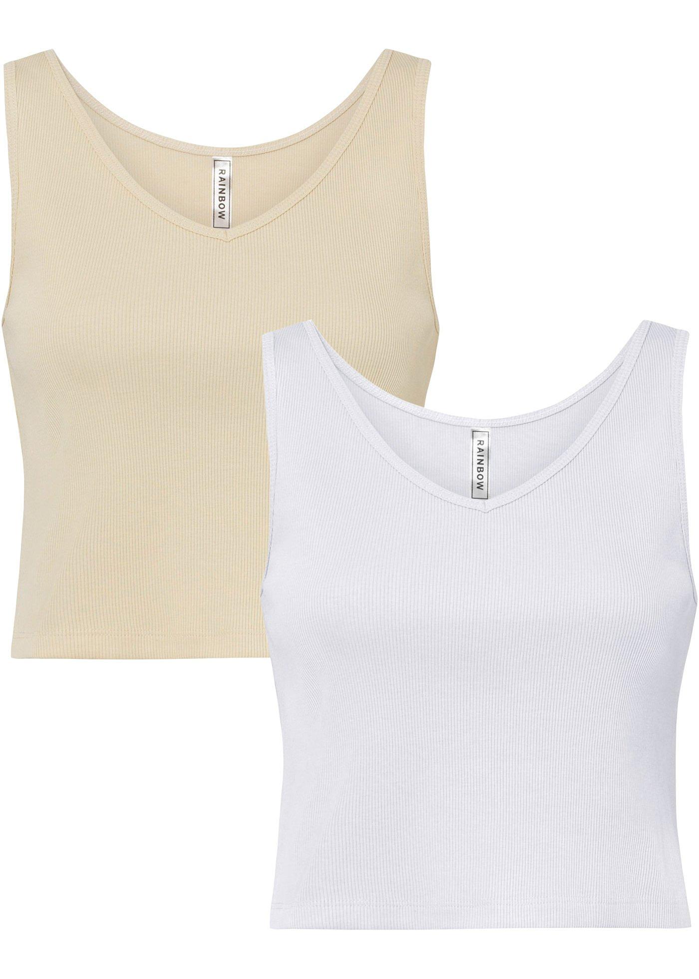 Lot de 2 tops courts côtelés en coton bio