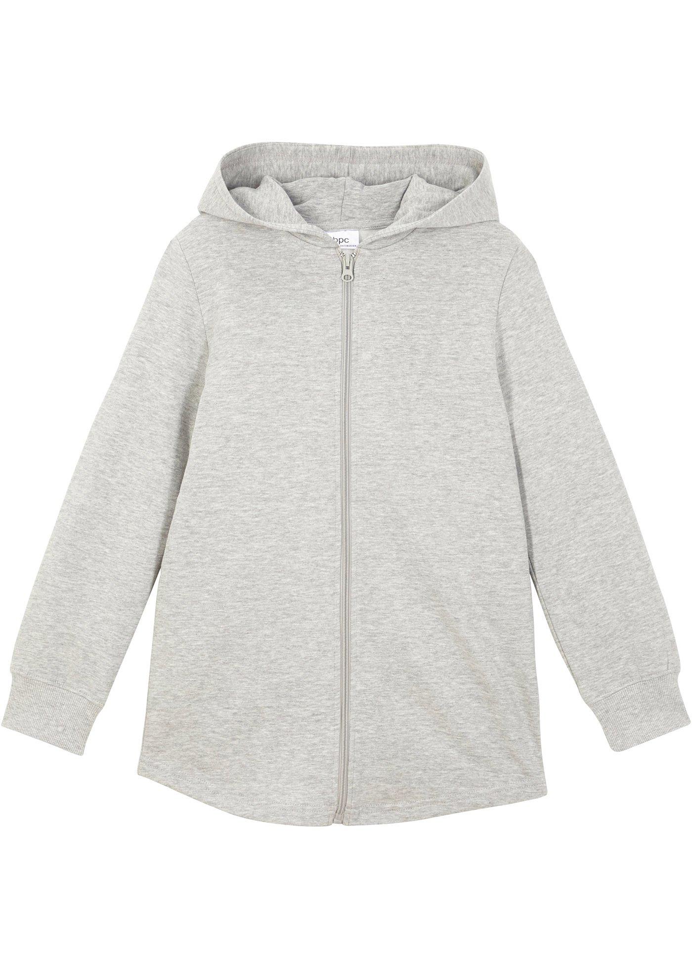 Gilet sweat long fille en coton bio