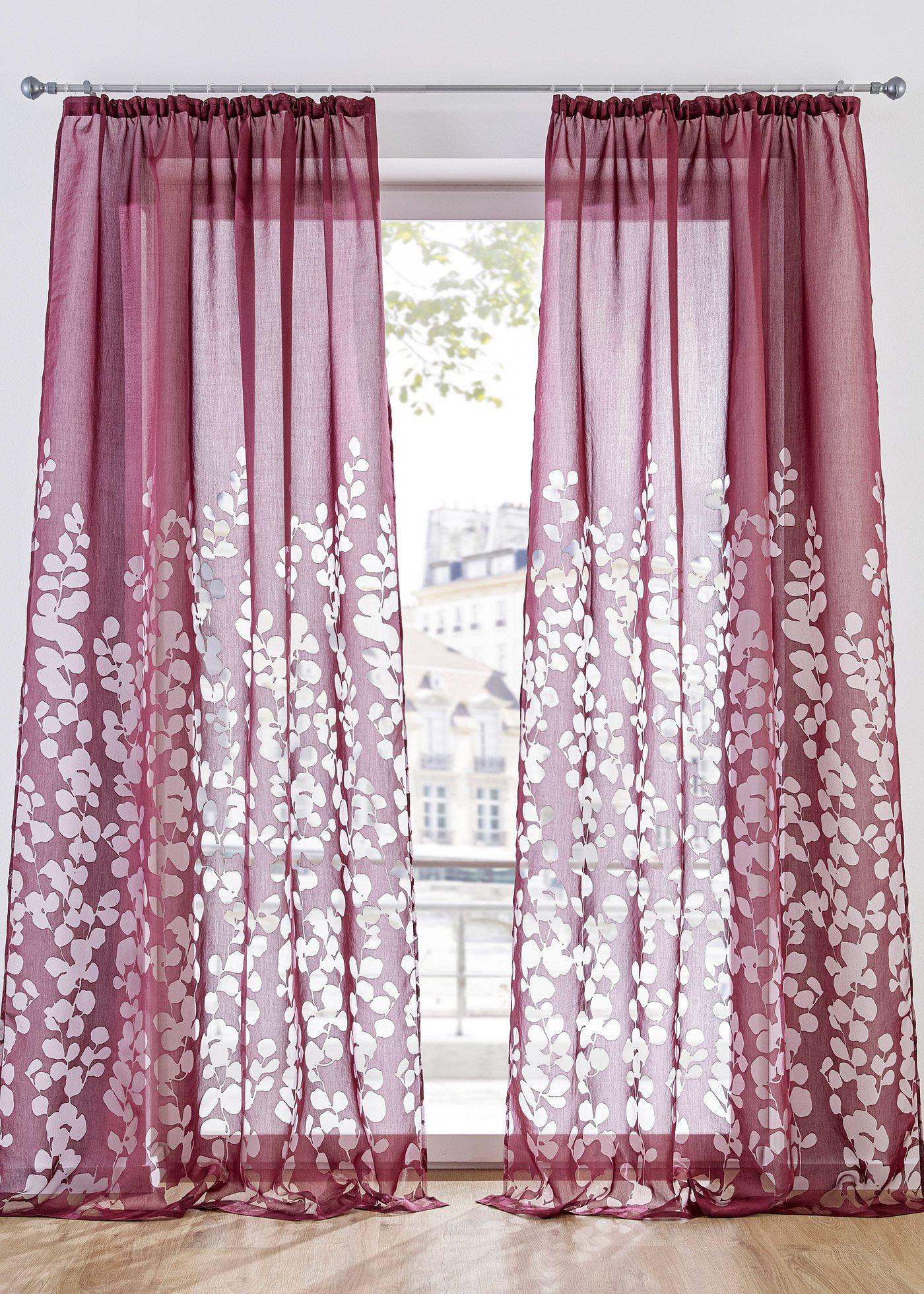 Voilage en dévoré avec feuilles (1 pce.)