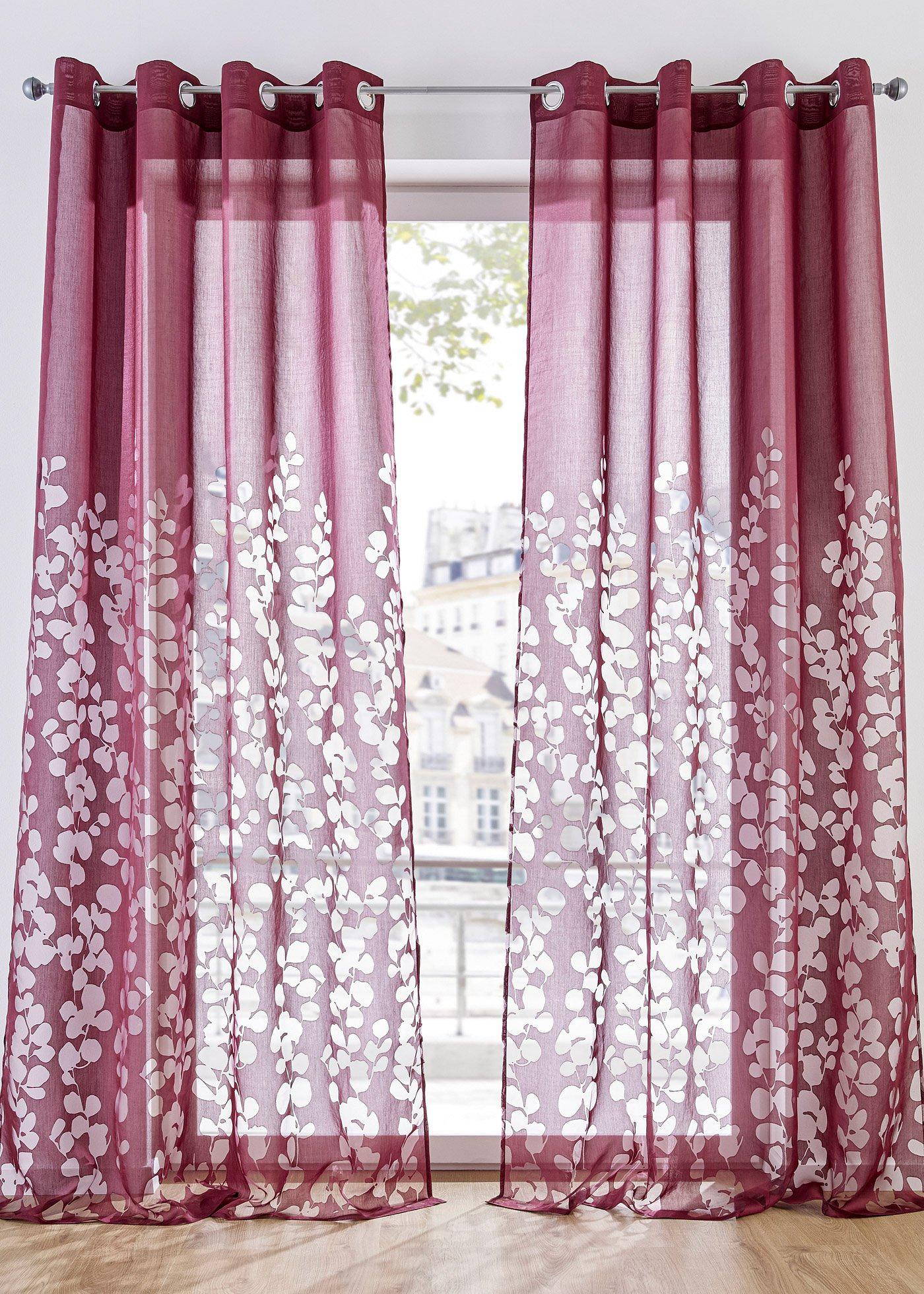 Voilage en dévoré avec feuilles (1 pce.)