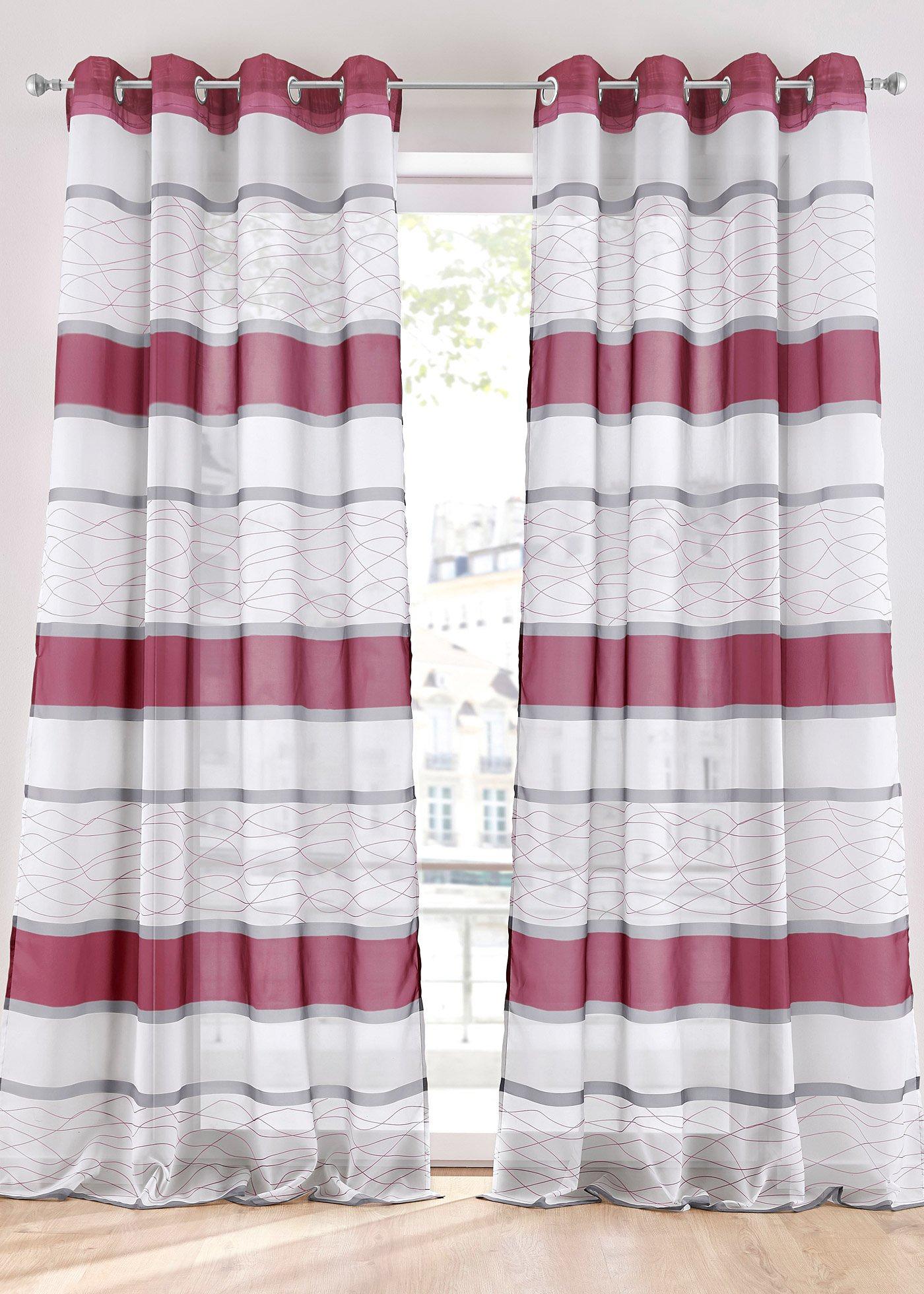 Voilage imprimé rayures horizontales (1 pce.)