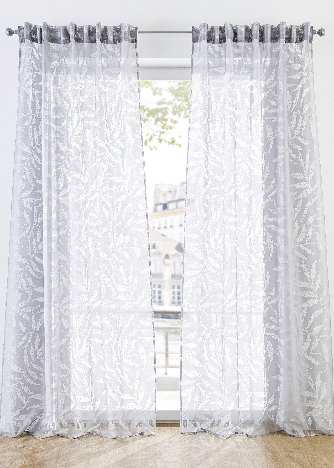 Voilage en dévoré à motif feuille (1 pce.)