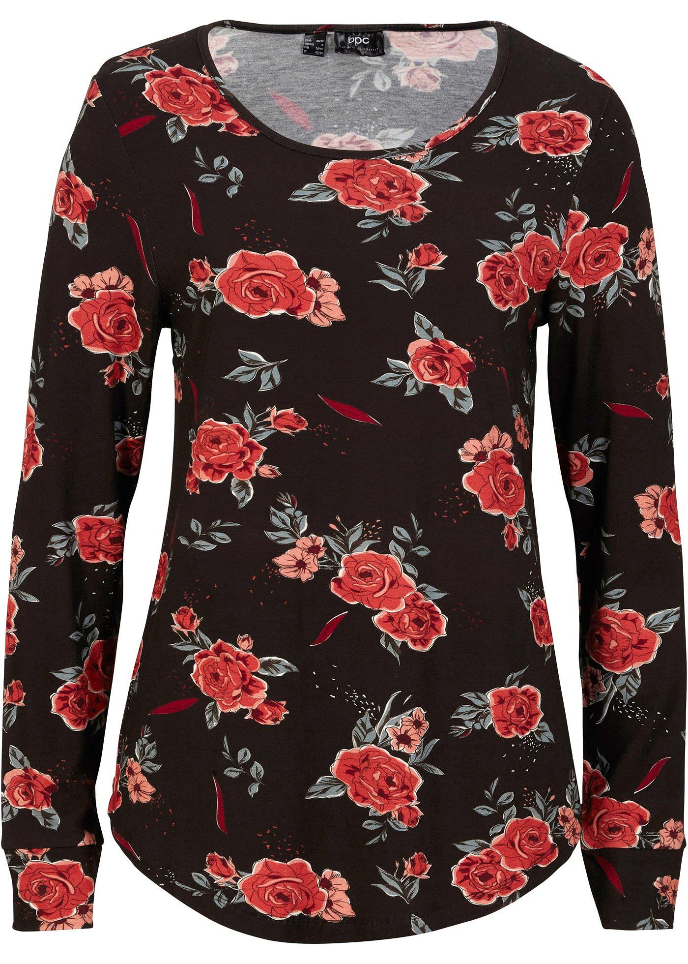 T-shirt manches longues en viscose, imprimé