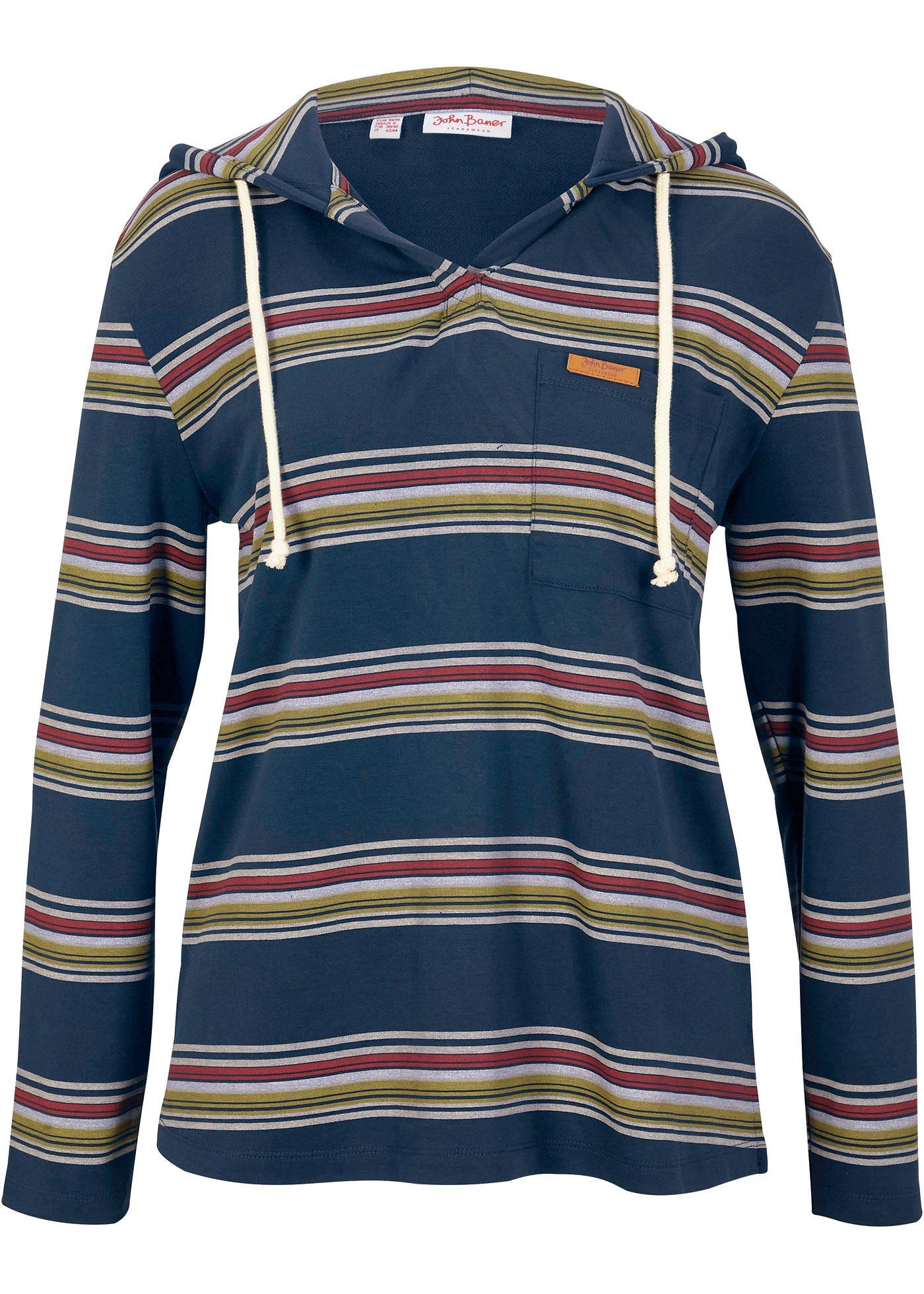 Sweat-shirt à capuche rayé