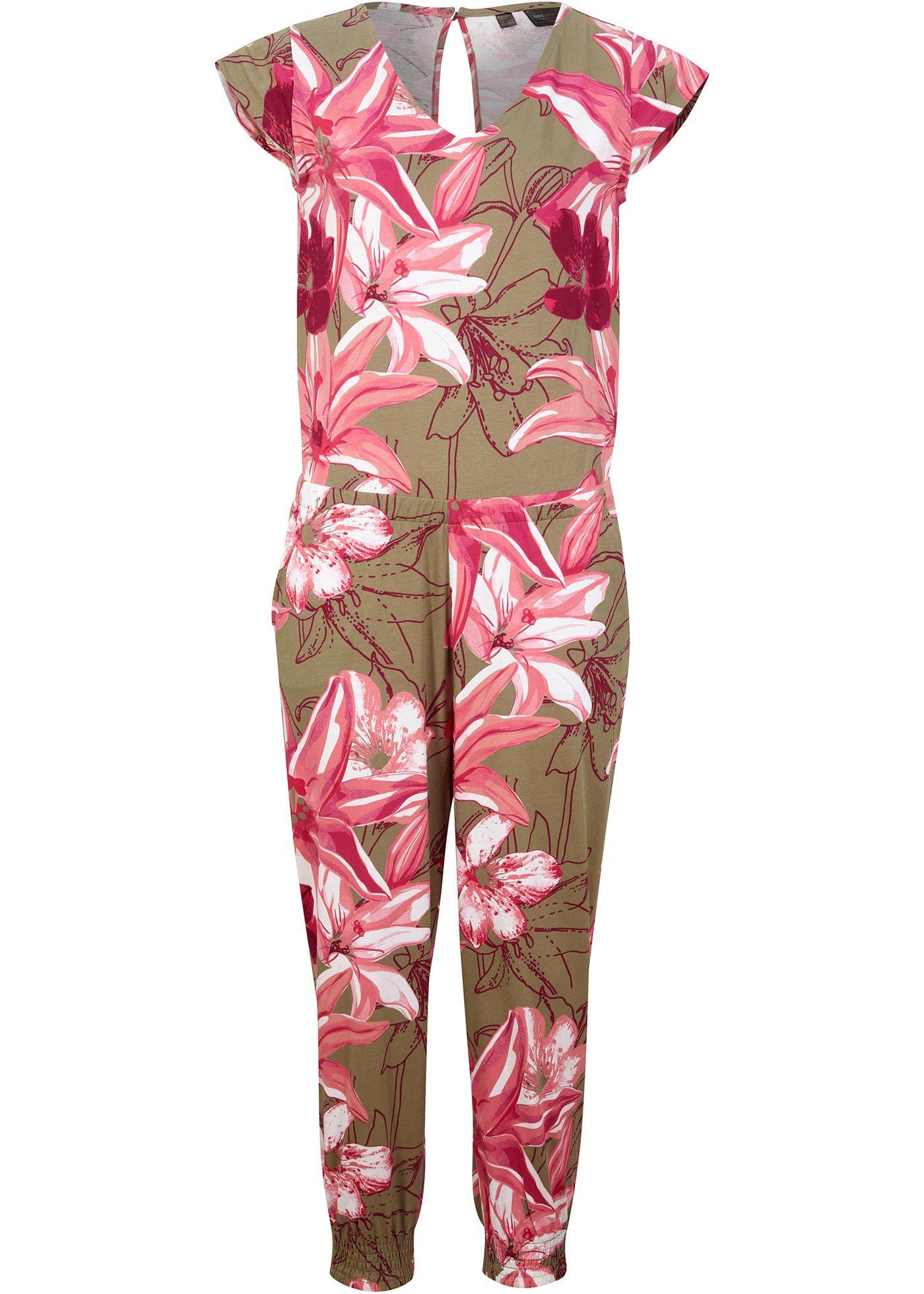 Combi pantalon en jersey à fleurs