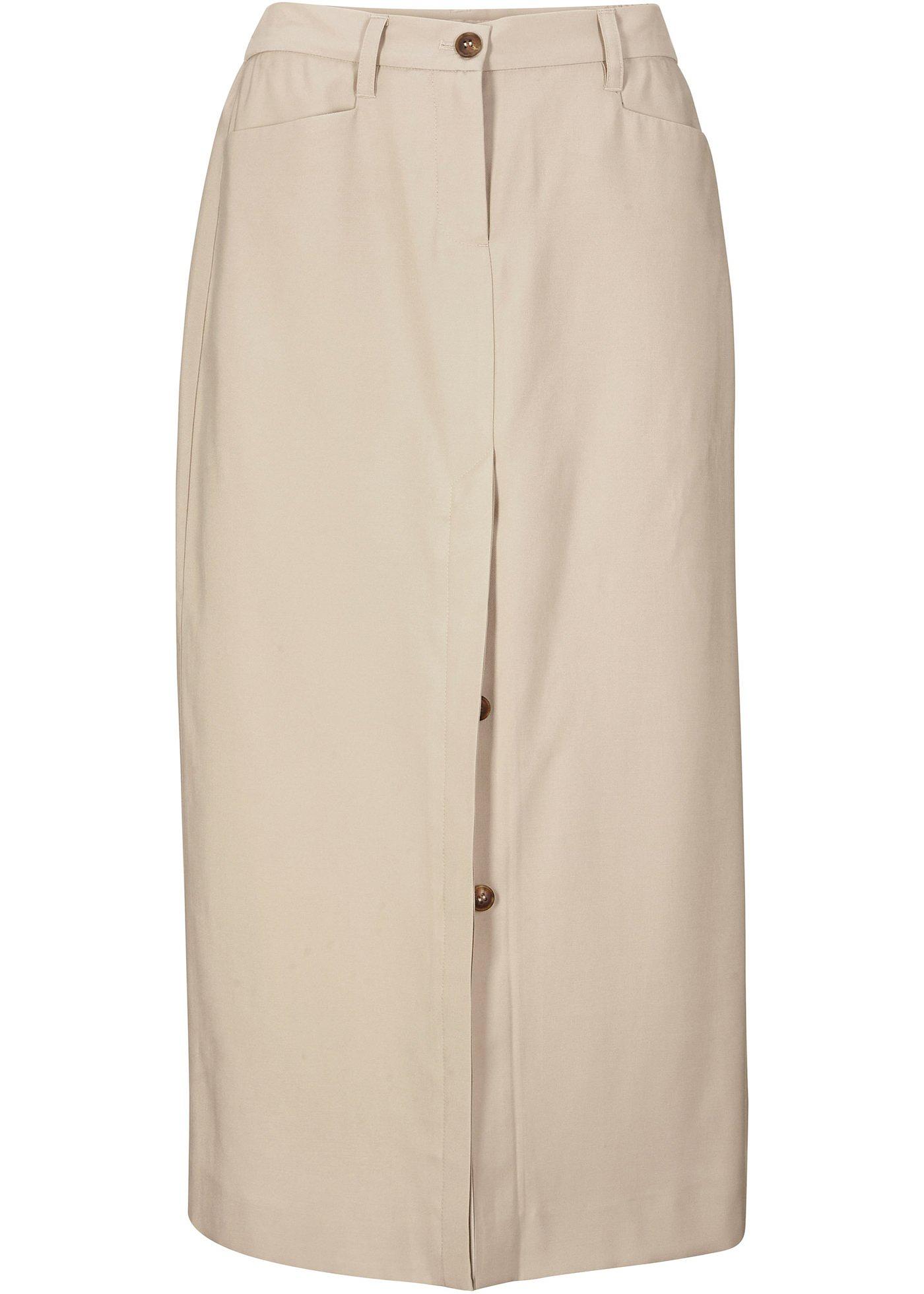 Jupe midi en viscose avec fente boutonnée