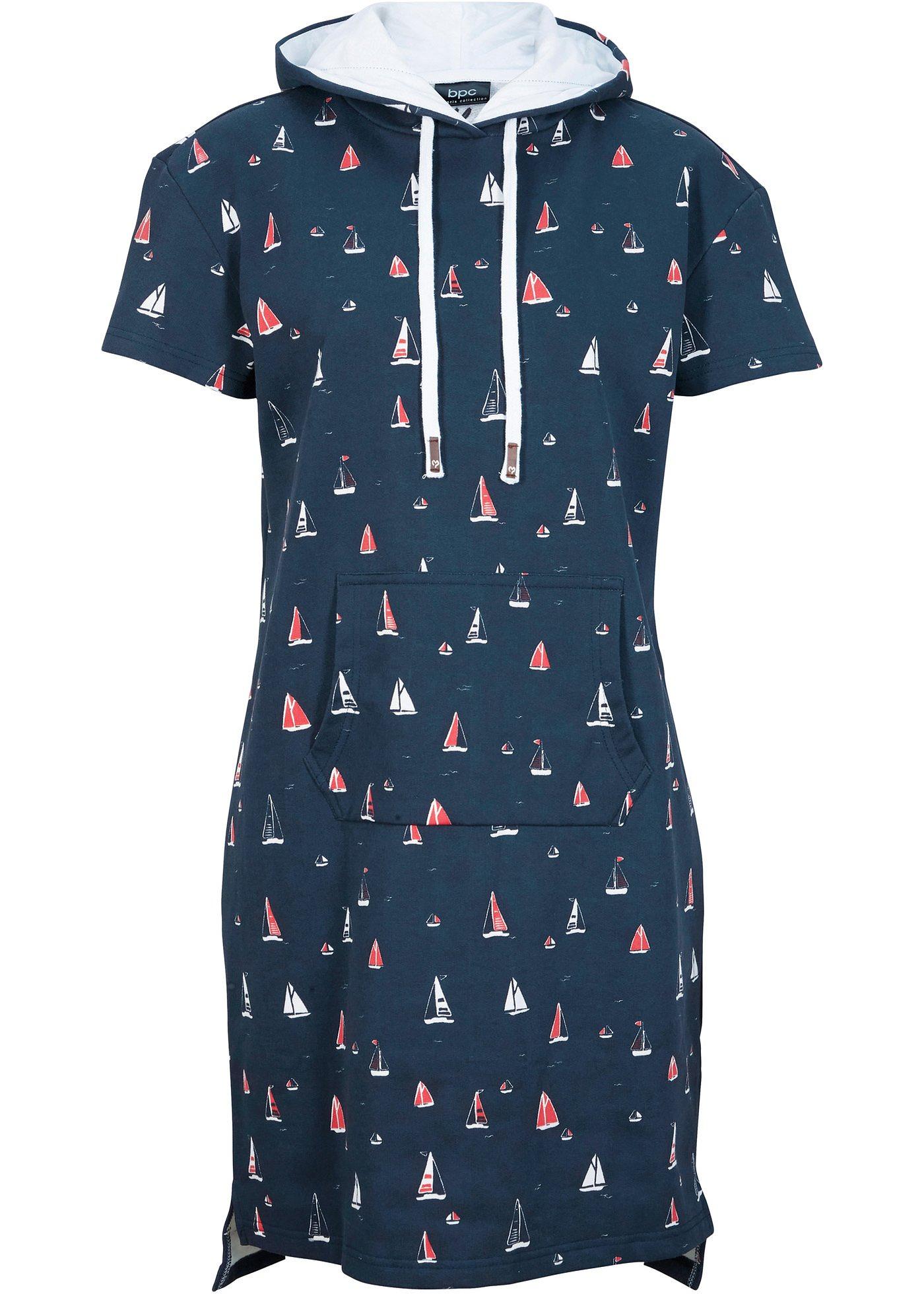 Robe sweat imprimée, manches courtes