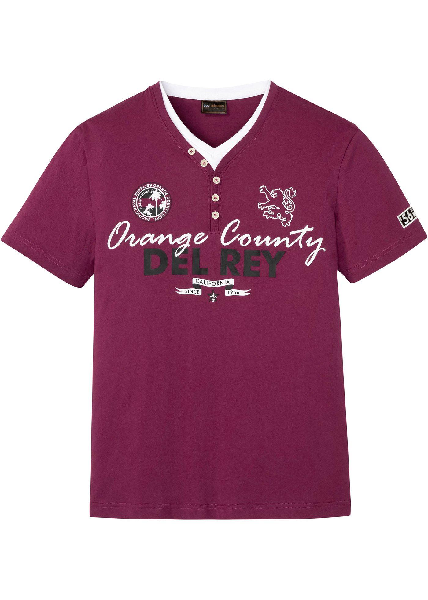 T-shirt 2 en 1, col Henley, manches courtes