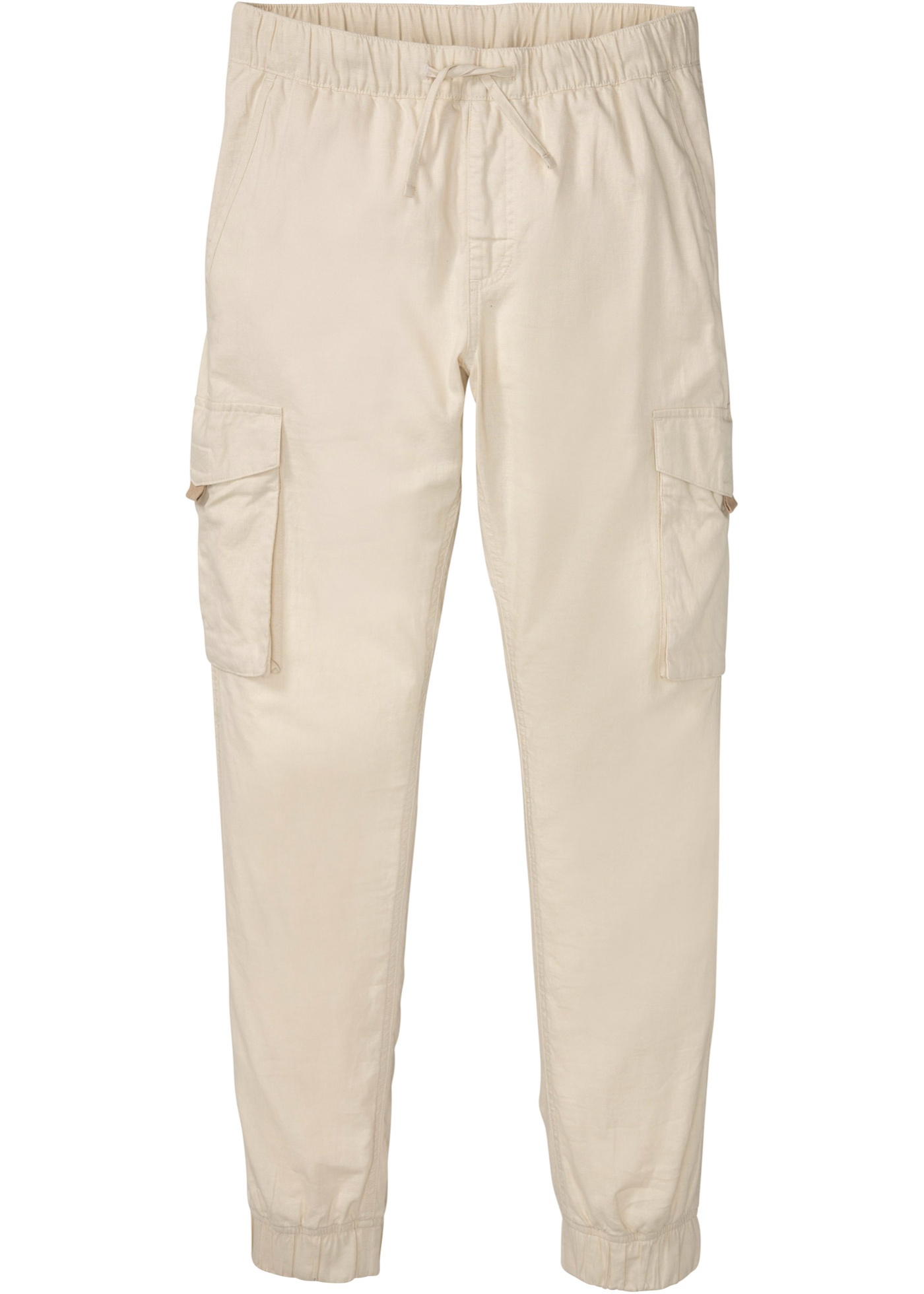Pantalon cargo taille extensible à teneur en lin, Regular Fit