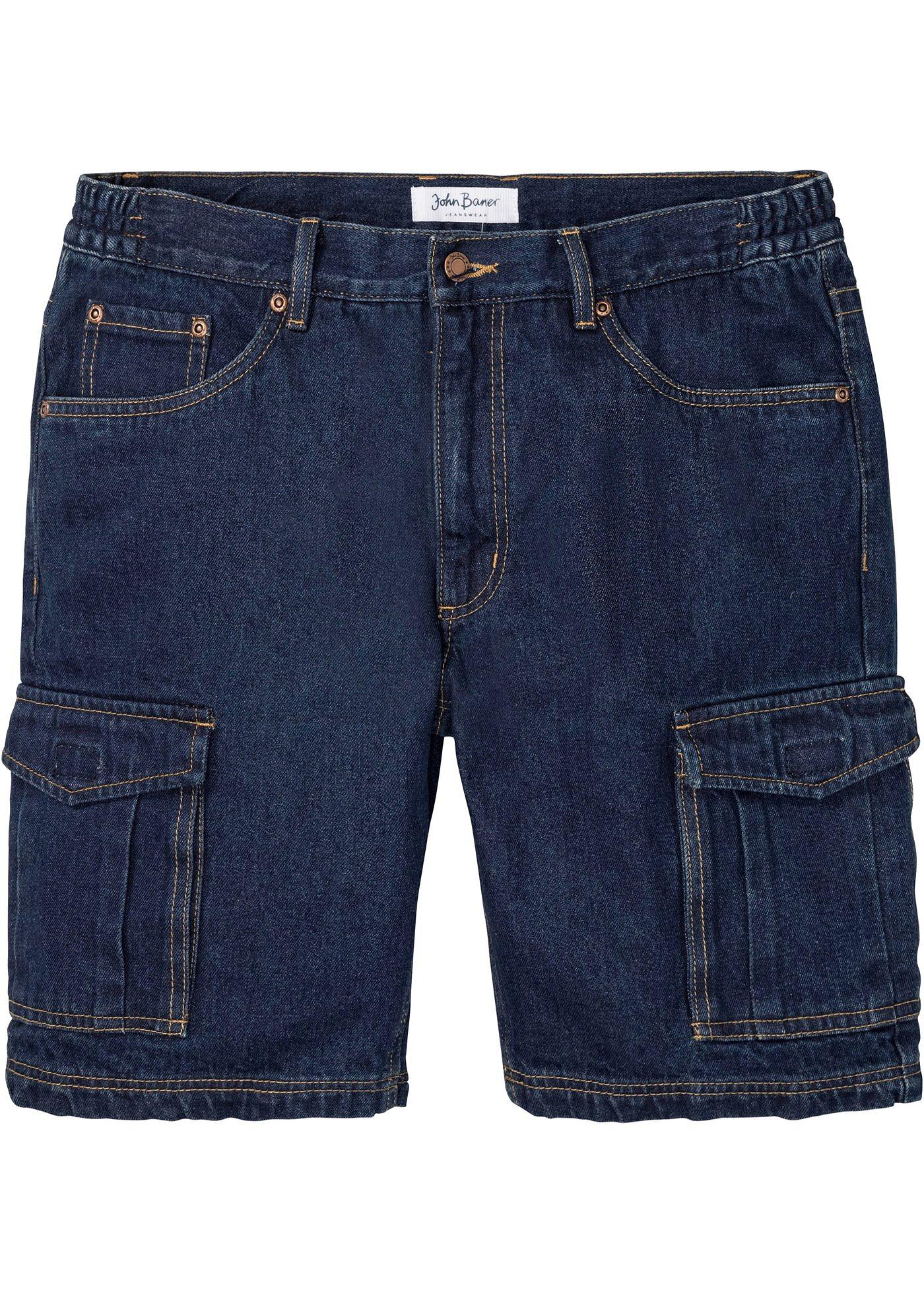 Bermuda en jean cargo Regular Fit avec taille extensible sur les côtés