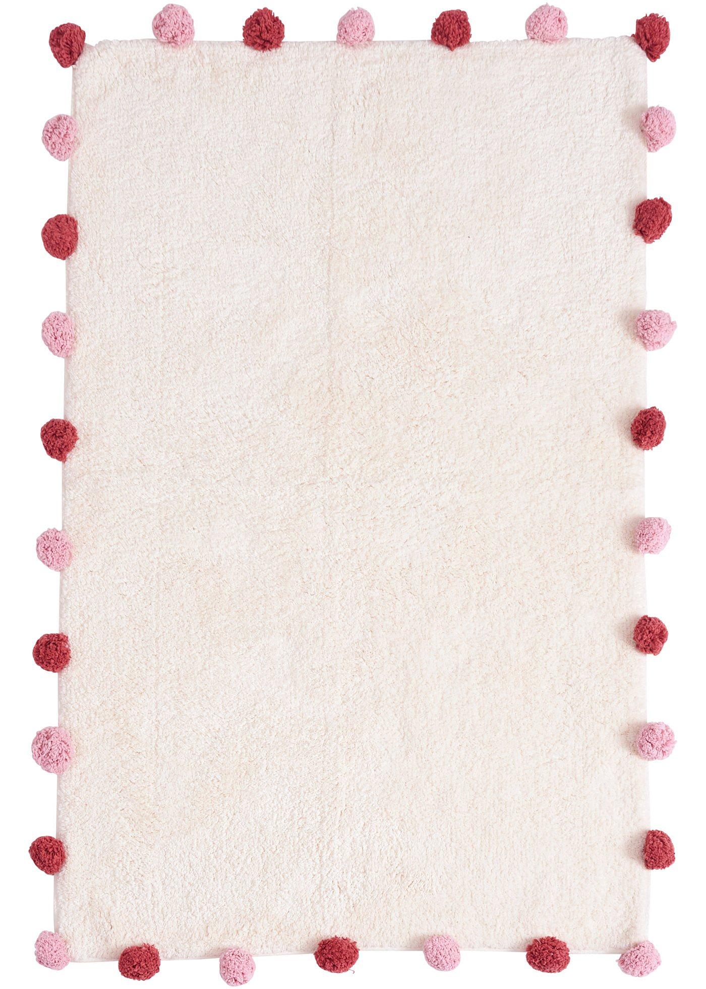 Tapis de salle de bain tufté avec pompons