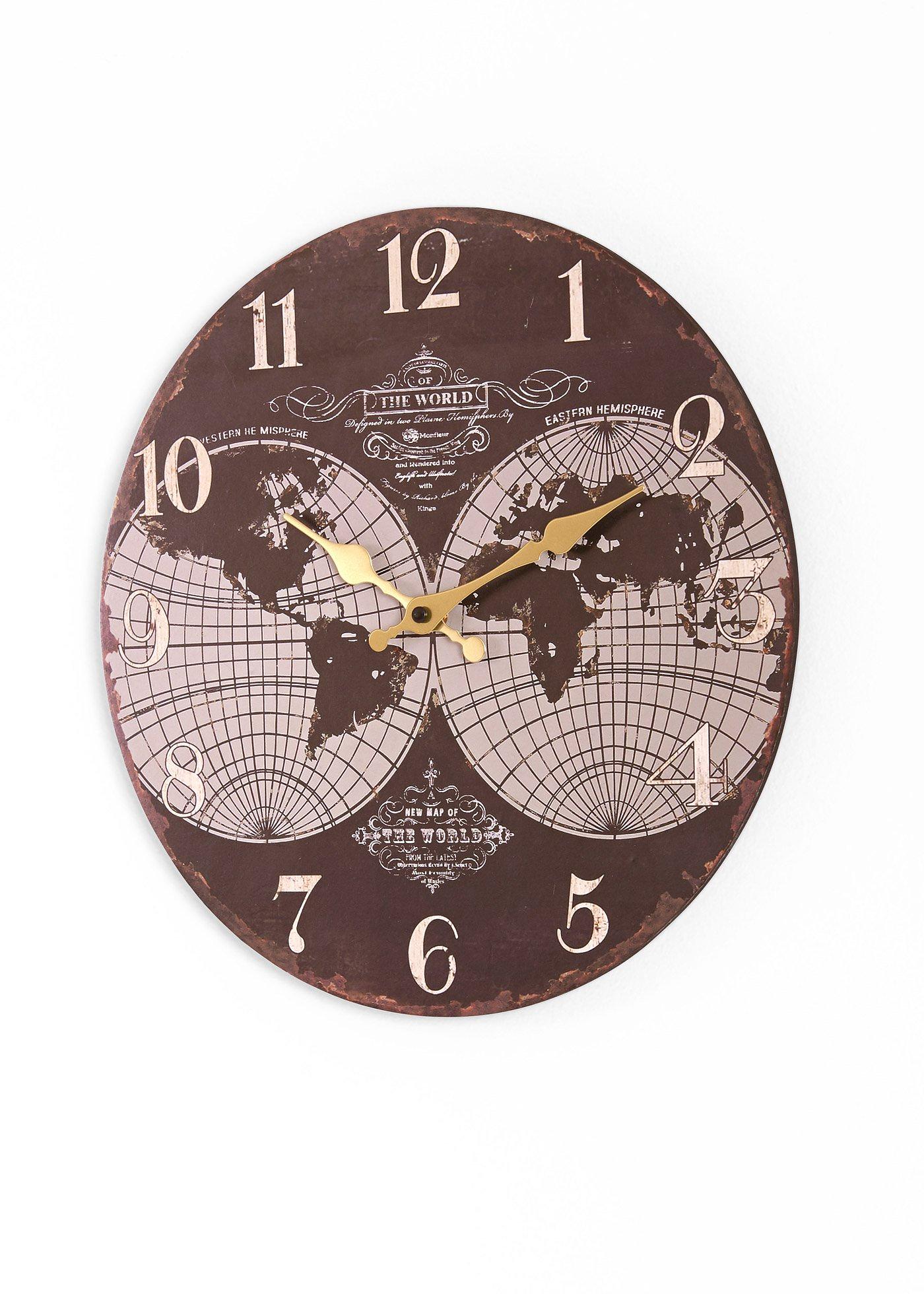 Horloge murale avec mappemonde