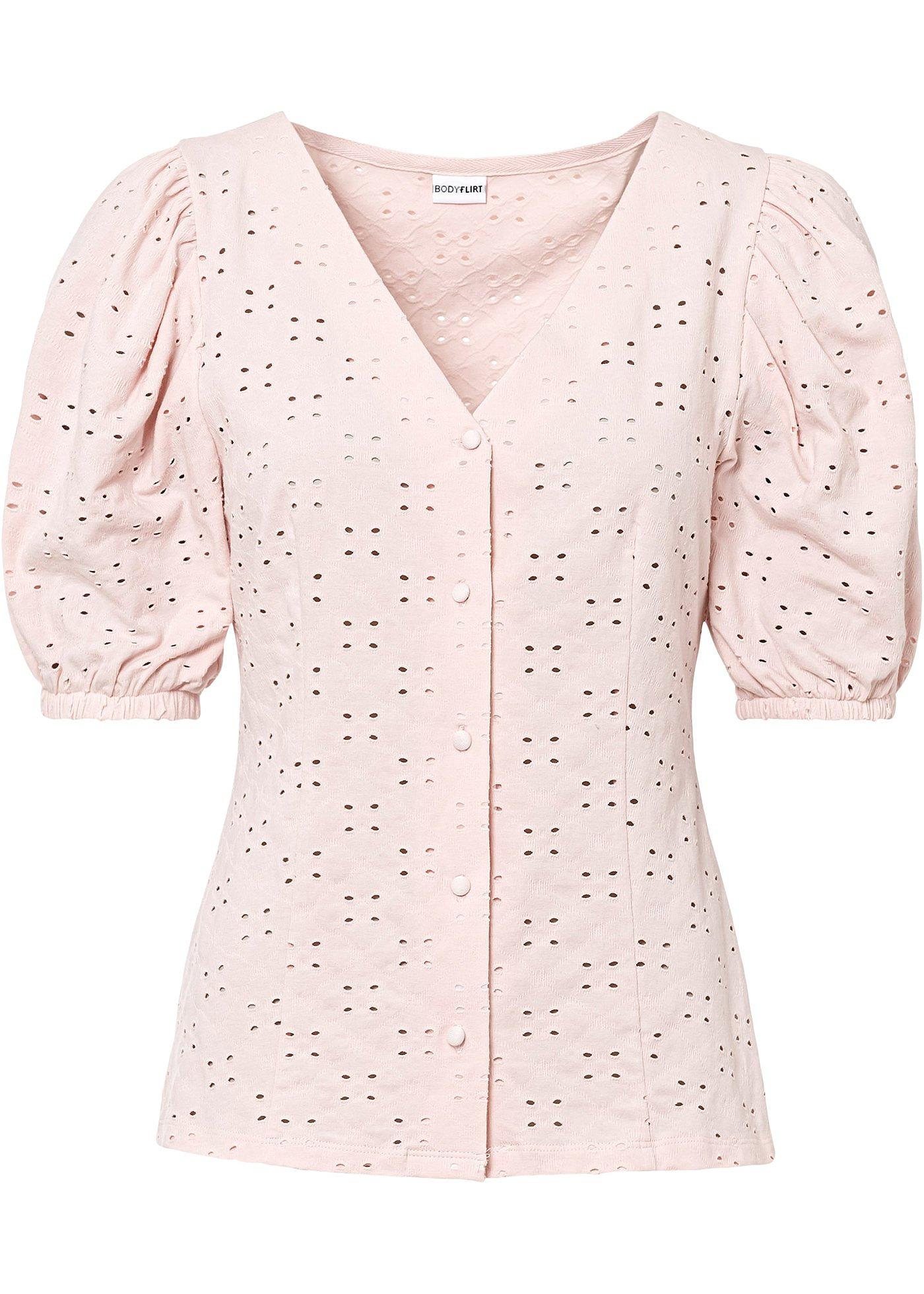 T-shirt blouse à broderie ajourée