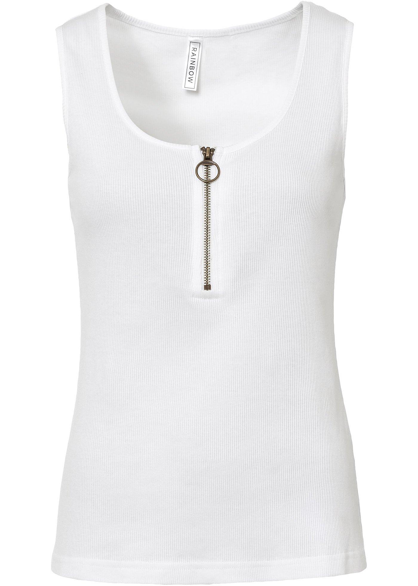 Top côtelé zippé