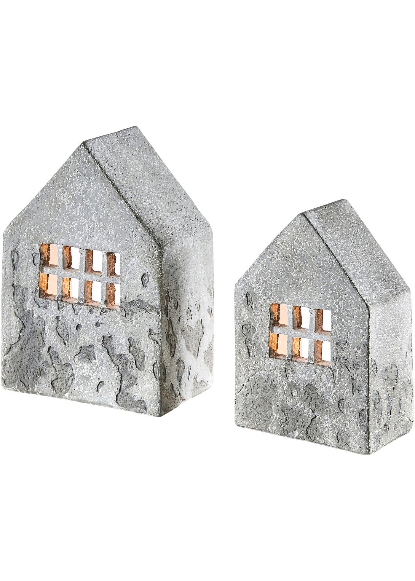 Photophore en forme de maison (Ens. 2 pces.)