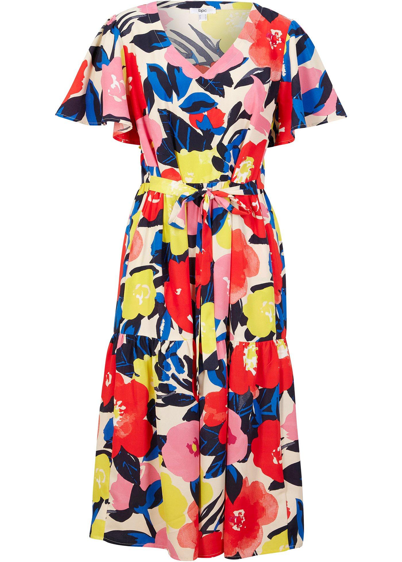 Robe midi à imprimé floral de coupe trapèze