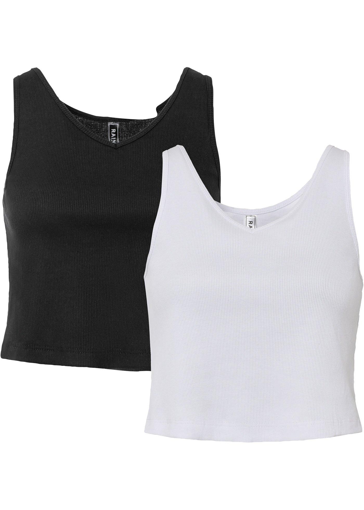 Lot de 2 tops courts côtelés en coton bio