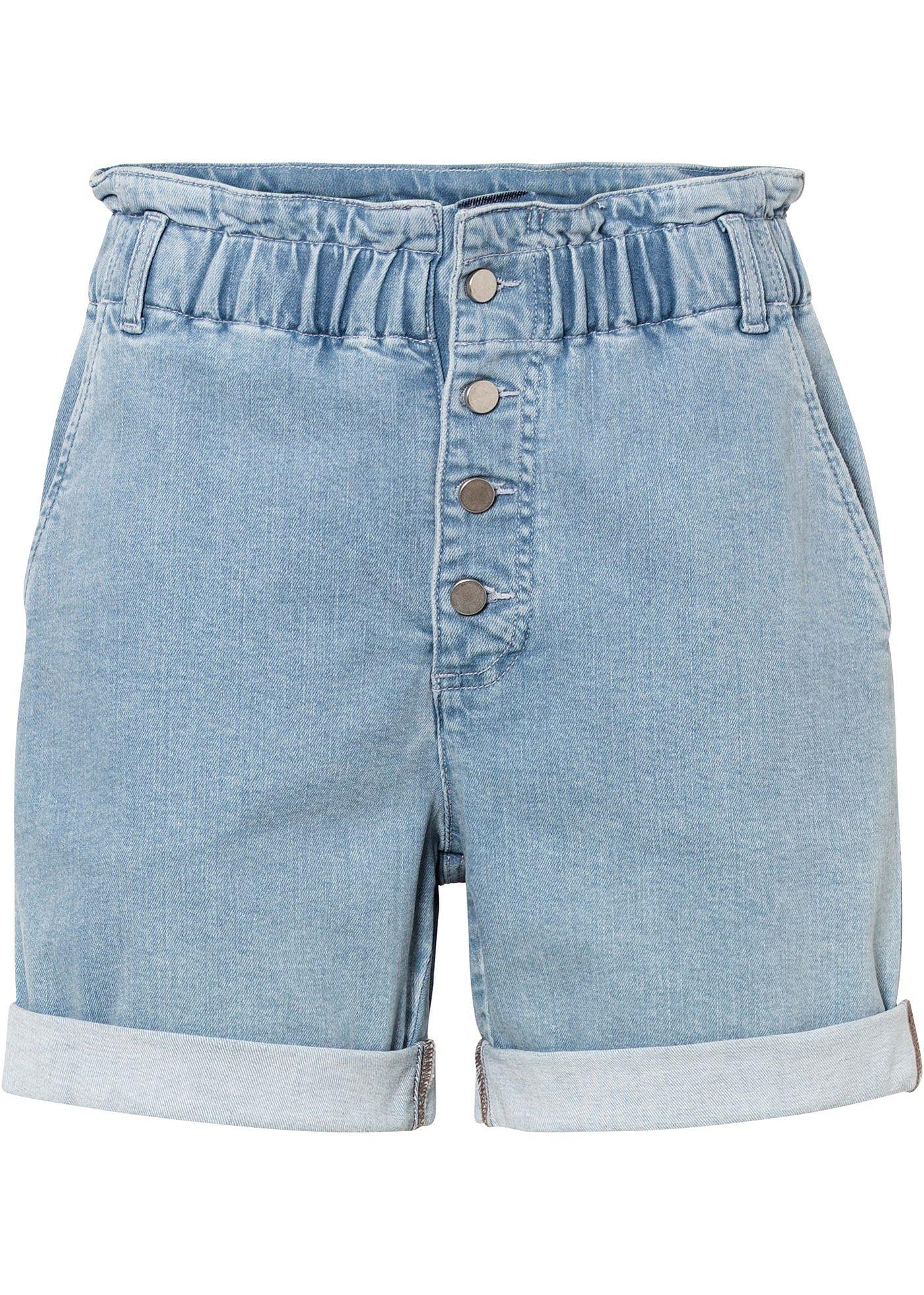 Short en jean paper bag taille haute en coton bio