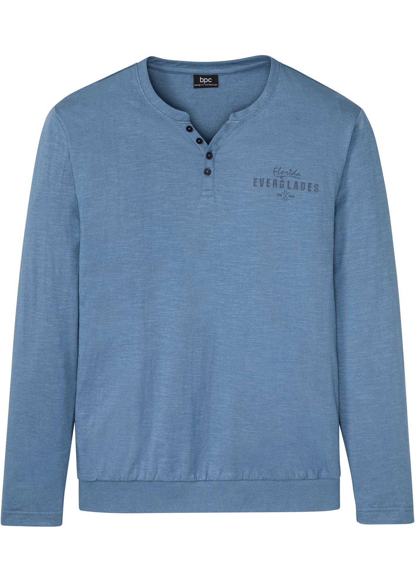 T-shirt col Henley manches longues confort pour le ventre