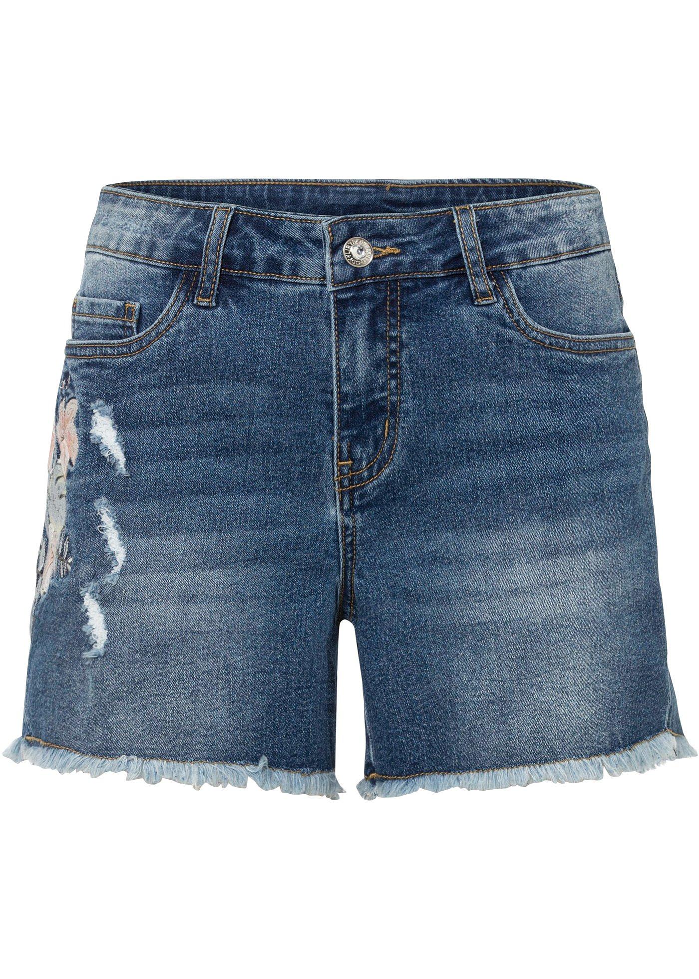 Short en jean à broderie