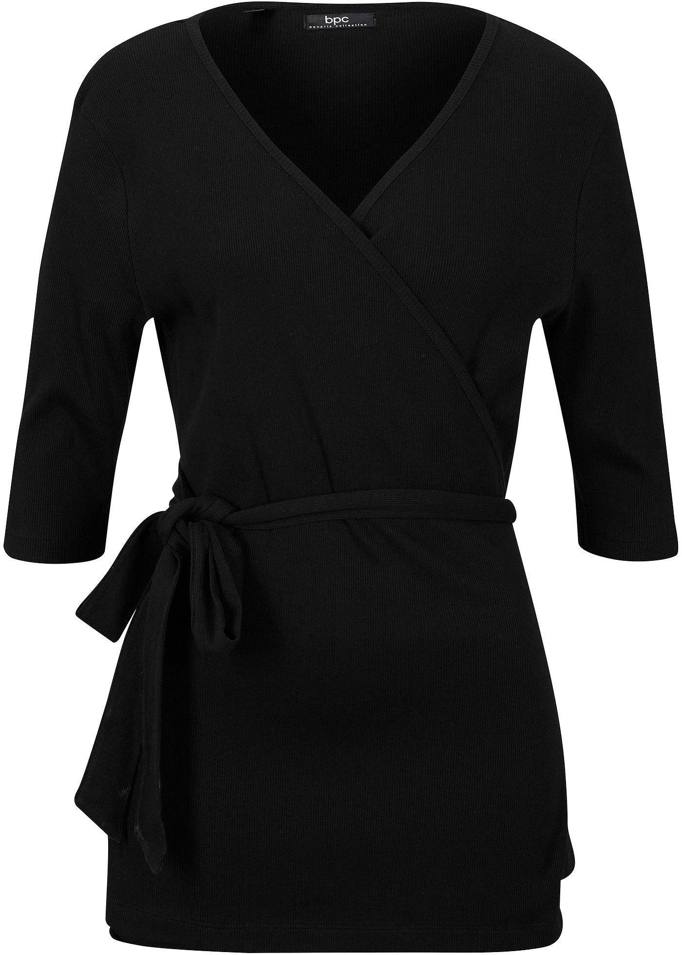 Gilet cache-cœur côtelé, manches 1/2