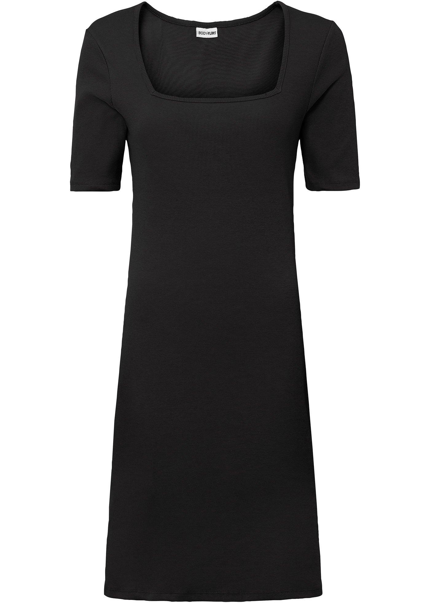 Robe en jersey côtelé manches 1/2