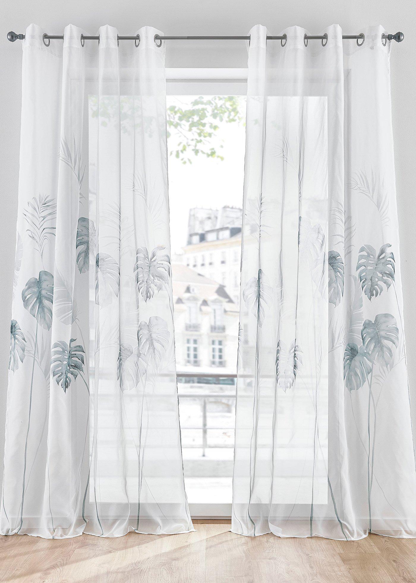 Voilage à imprimé végétal (1 pce.)